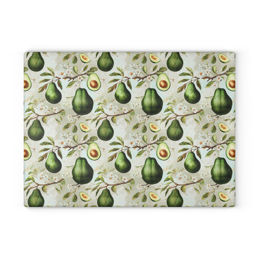 Avocado Pattern Glass Cutting Board — Decorative Kitchen Chopping Board