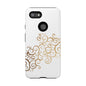 Elegant Floral Phone Case, Tough Cases, Gold Swirls, Stylish Protection, Trendy Gift, Chic Accessory