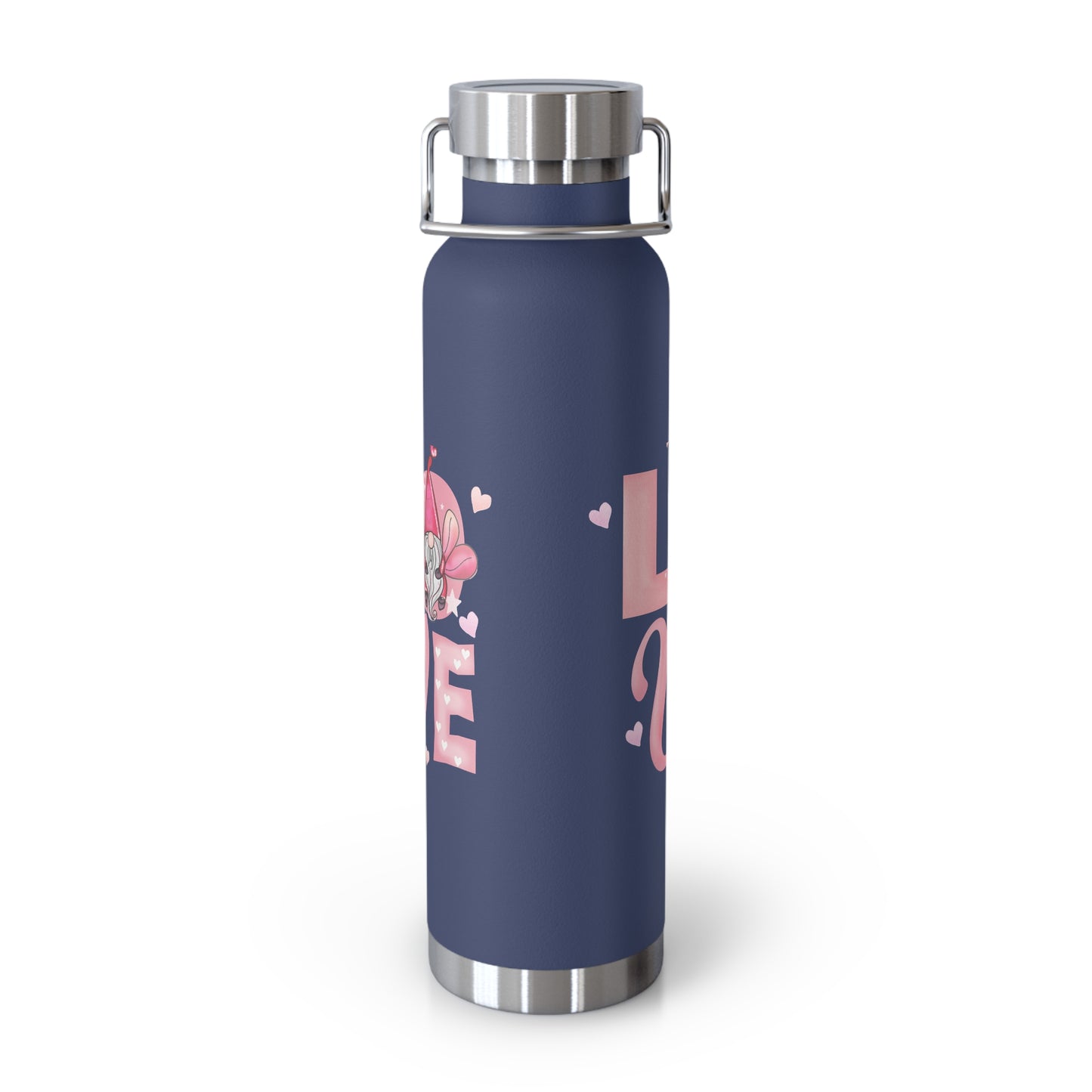 22oz Insulated Bottle — Red 'LOVE' Floral Valentine Water Bottle