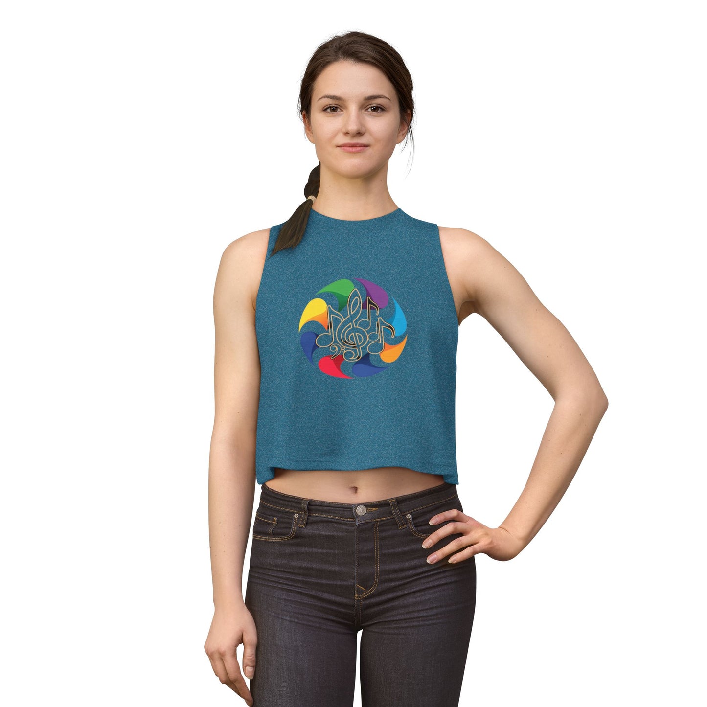 Music Note Mandala Crop Top – Colorful Boho Festival Tank