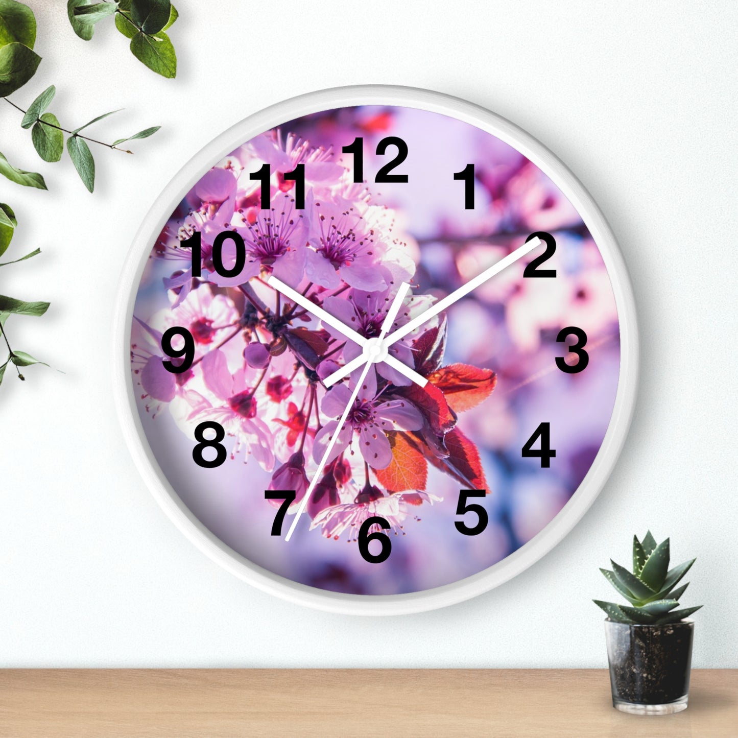 Floral Wall Clock, Elegant Timepiece, Home Decor, Gift for Her, Spring Decor, Nature Lovers, Birthday Gift