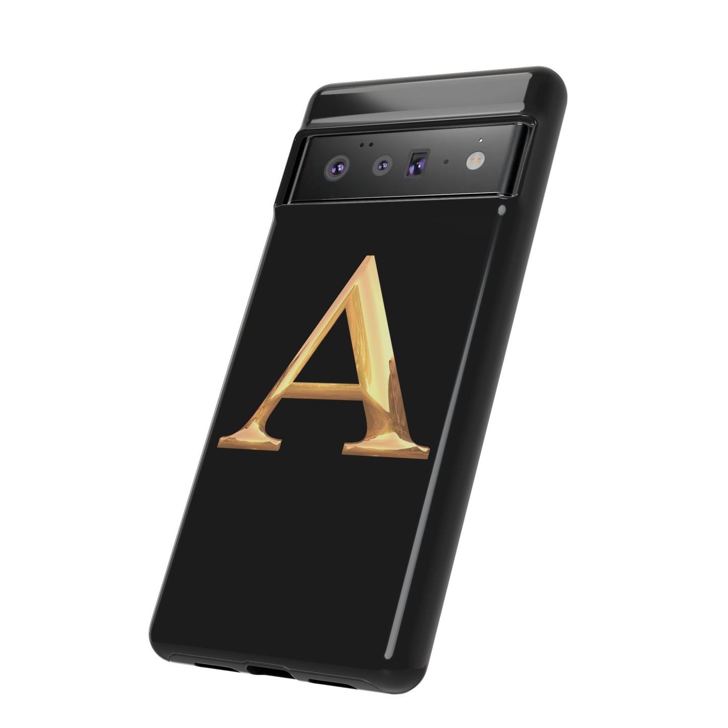 Custom Phone Case with Gold Letter A, Monogrammed Gift, Tough Protective Case, Personalized Phone Accessory, Unique Phone Cover