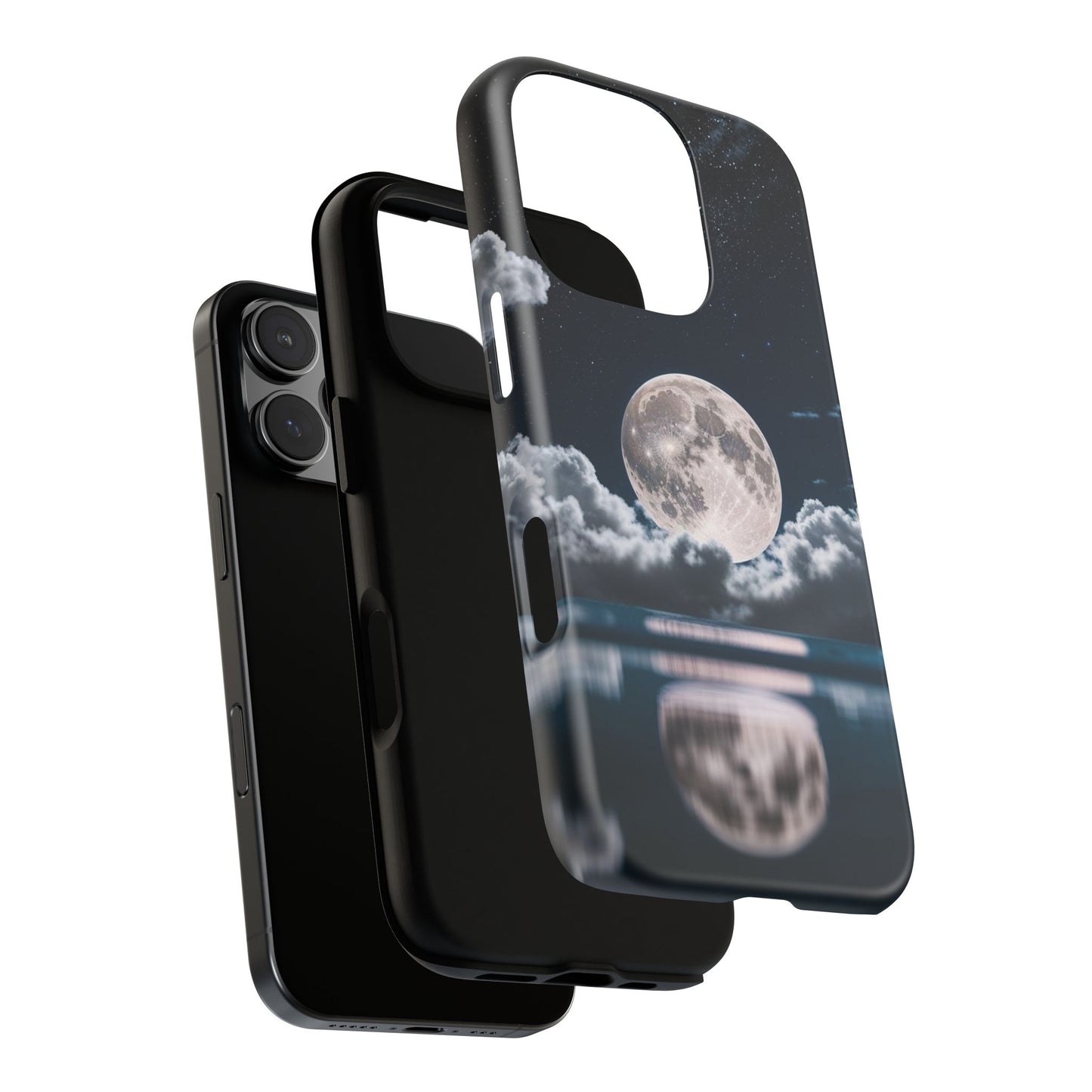 Moonlit Reflection Phone Case — Night Sky Moon & Clouds Tough Case