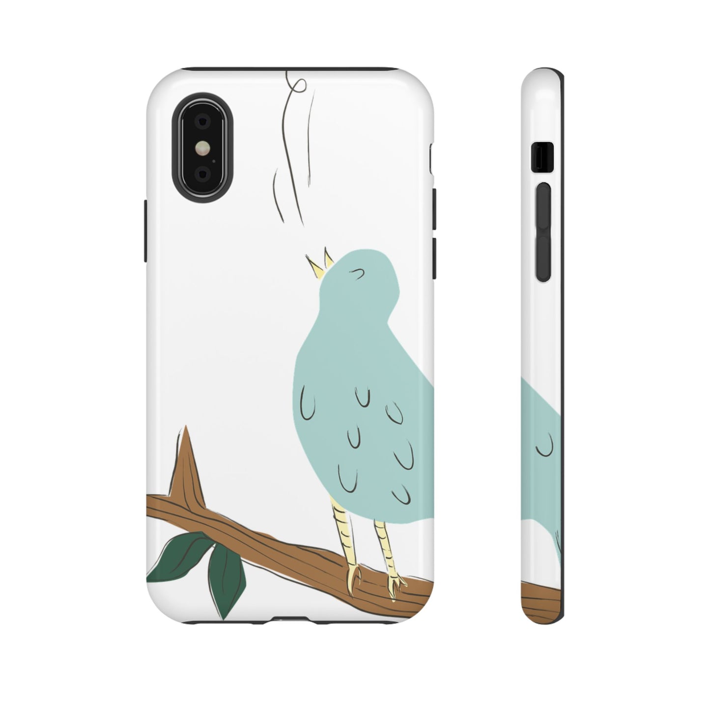Birdsong Phone Case — Cute Blue Bird on Branch Protective Case