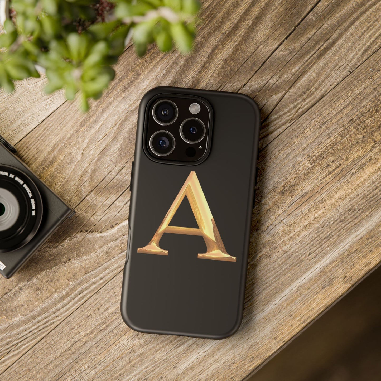 Custom Phone Case with Gold Letter A, Monogrammed Gift, Tough Protective Case, Personalized Phone Accessory, Unique Phone Cover