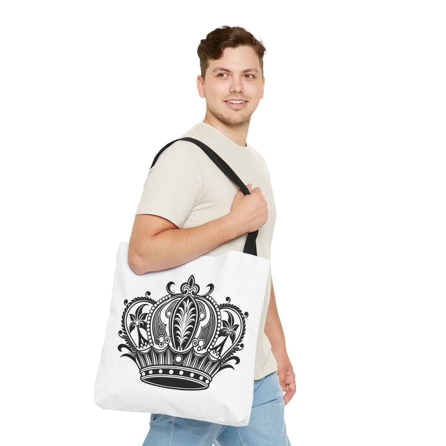 Crown Design Tote Bag, Royal Style Shopping Tote, Chic Grocery Bag, Gift for Her, Fashionable Accessories