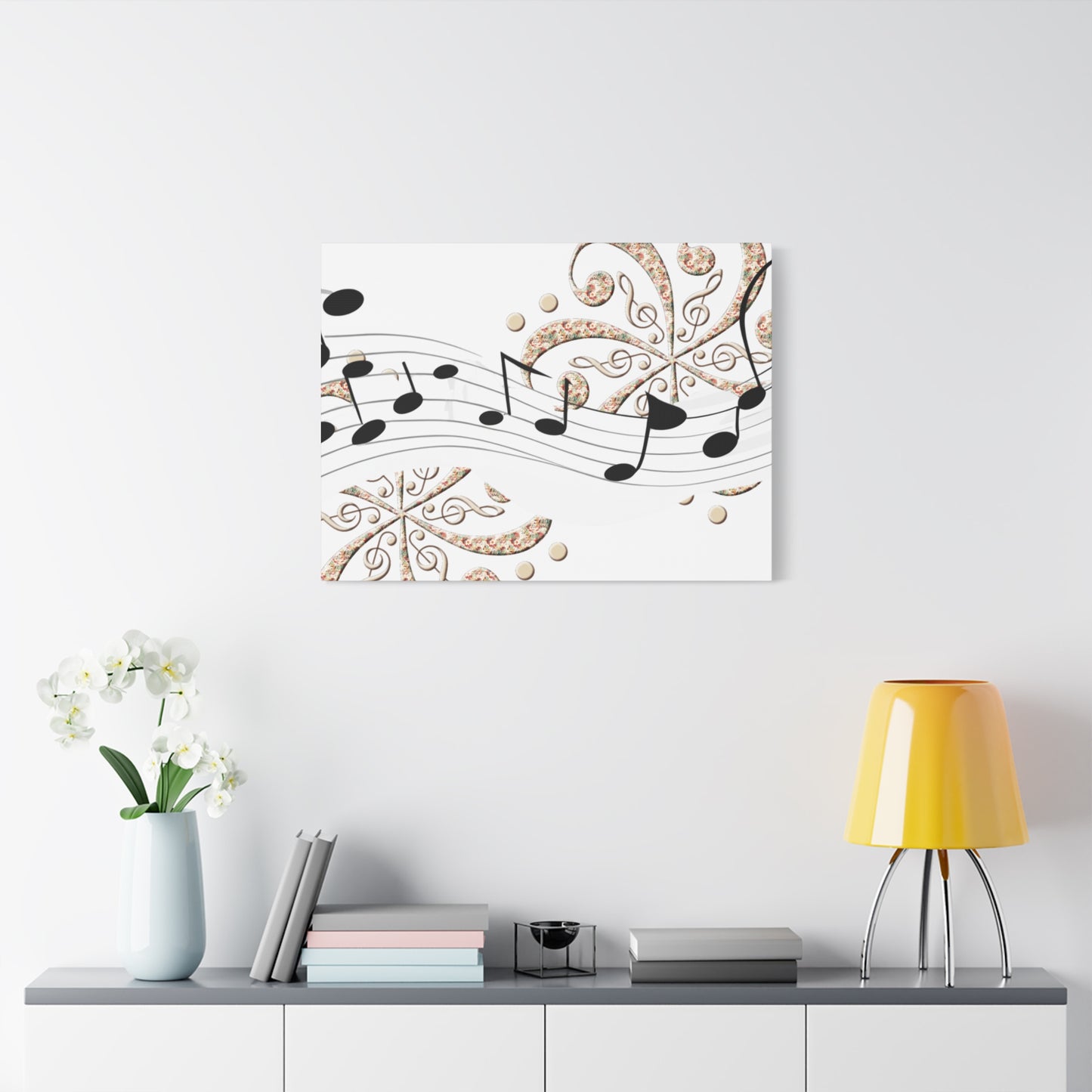 Musical Note Canvas Art, Floral Decor for Home, Music Lover Gift, Wall Art for Musicians, Unique Gift Idea