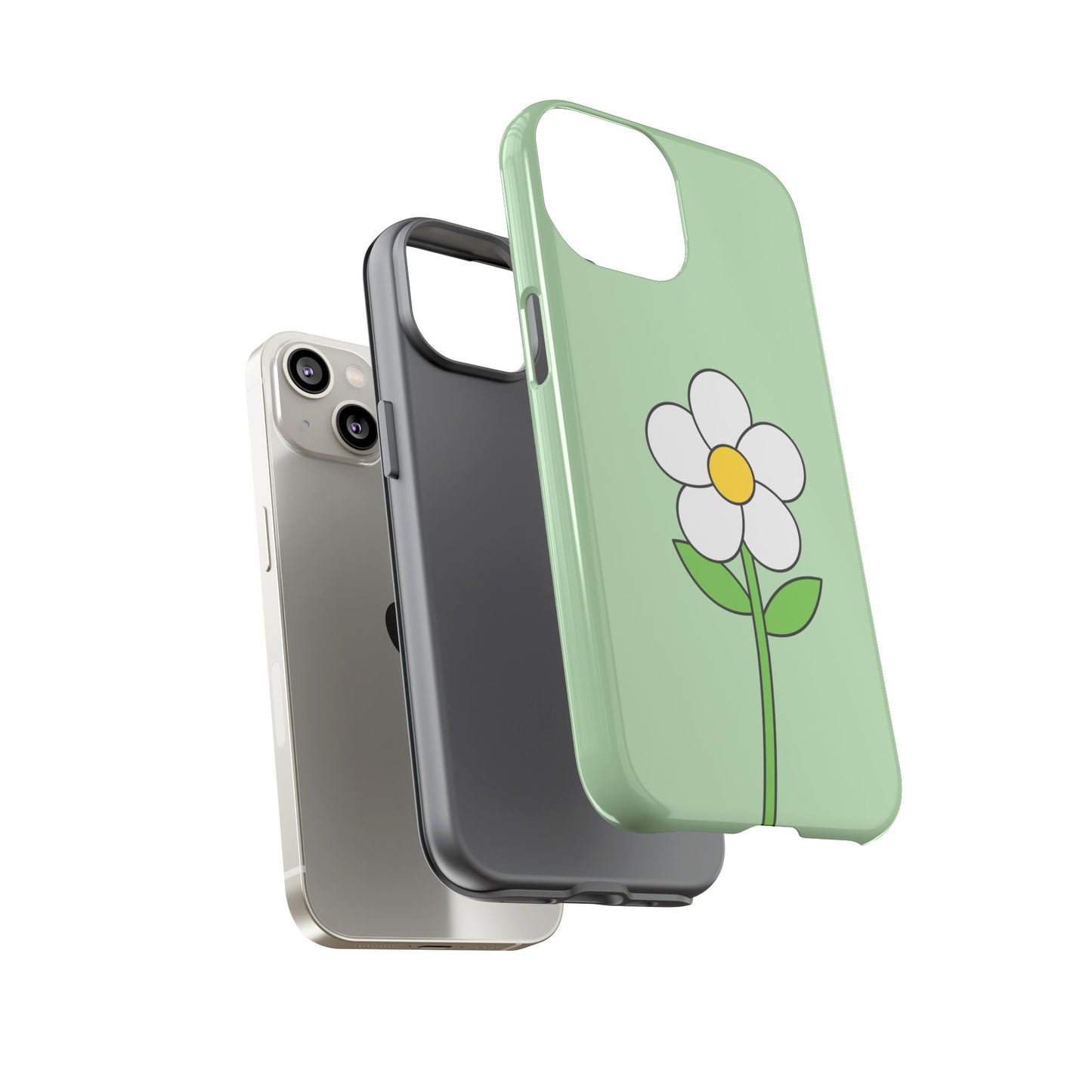 Floral Phone Case - Tough Cases for Nature Lovers, Cute Green Flower Design, iPhone Cover, Gift for Her, Spring Accessories