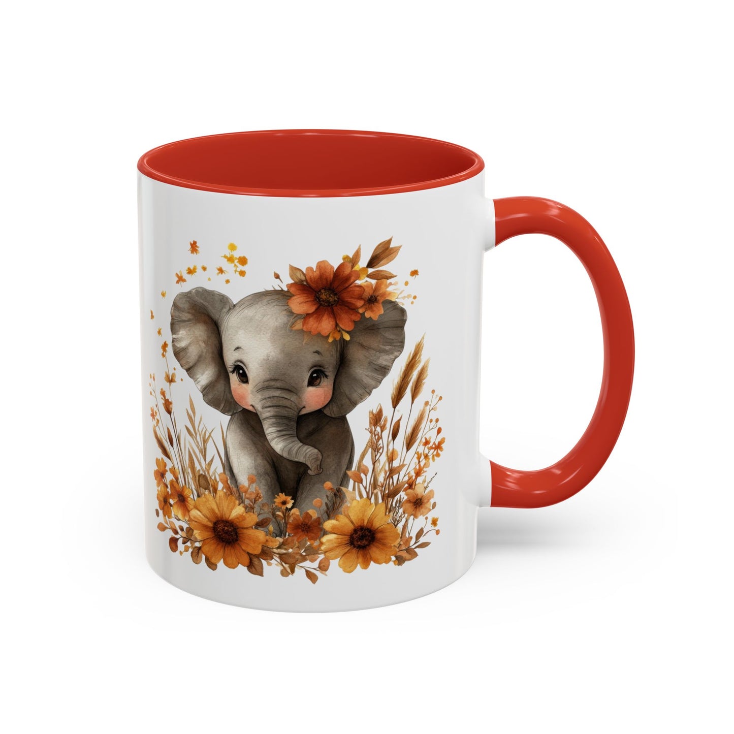 Adorable Elephant Floral Coffee Mug, Cute Animal Mug, Coffee Lover Gift, Kids Mug, Baby Shower Decor