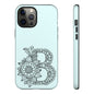 Personalized Tough Phone Case- Letter B, Floral Monogram Cell Phone Cover, Custom Protective Case, Unique Gift, Birthday, Graduation