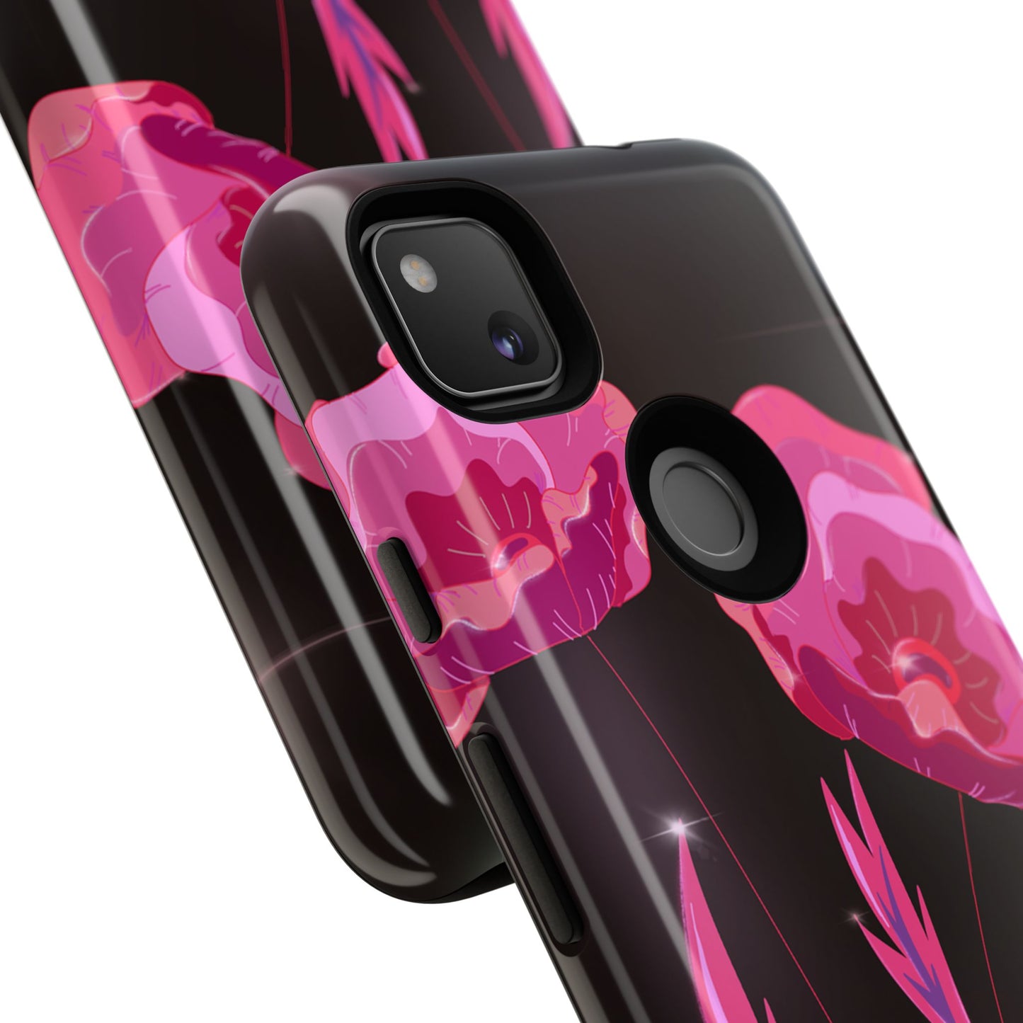 Floral iPhone Case | Tough Cases with Pink Poppy Design, Elegant Flower Phone Cover, Gift for Her, Spring Accessories, Chic Tech
