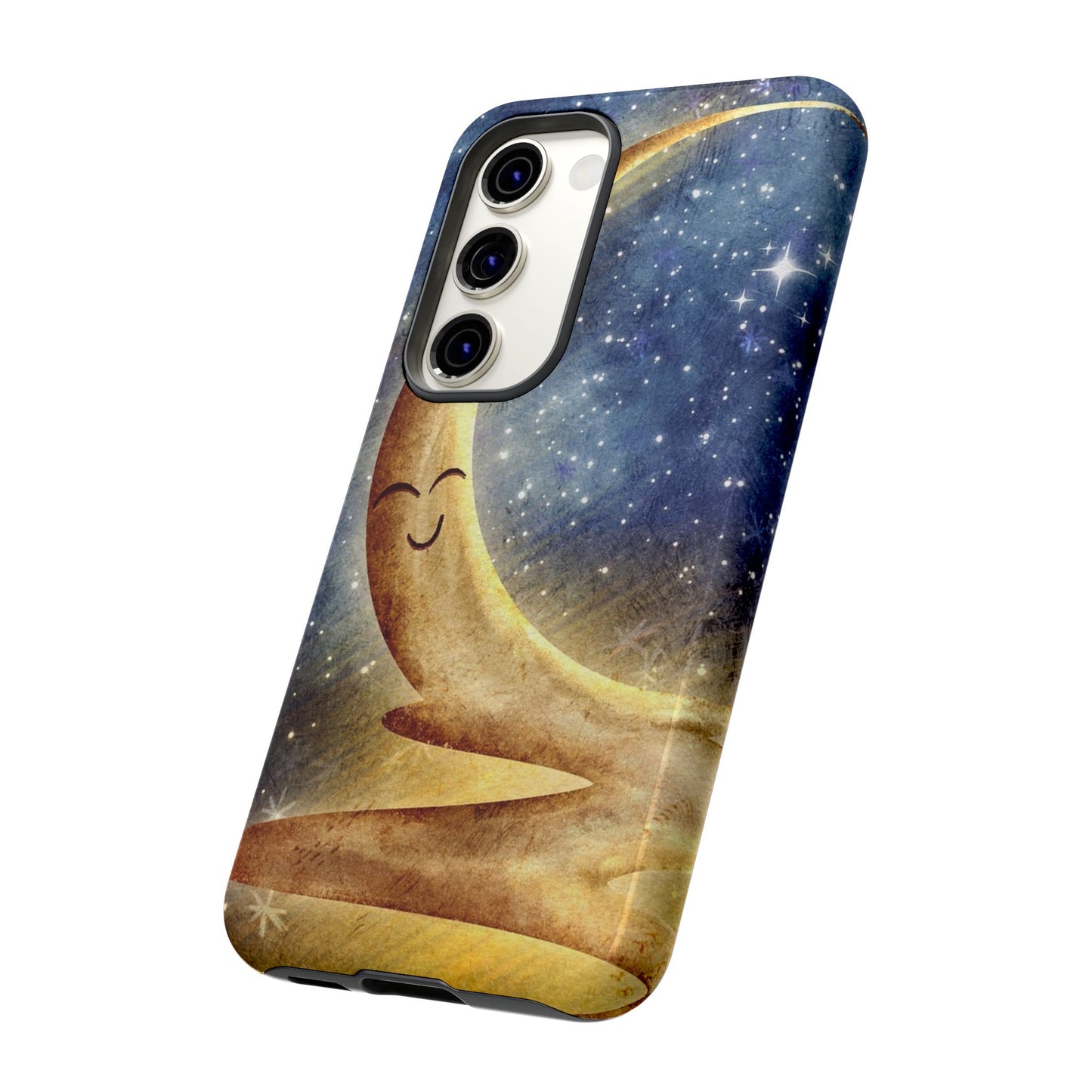 Moonlit Smile Phone Case — Starry Night Crescent Moon iPhone Cover