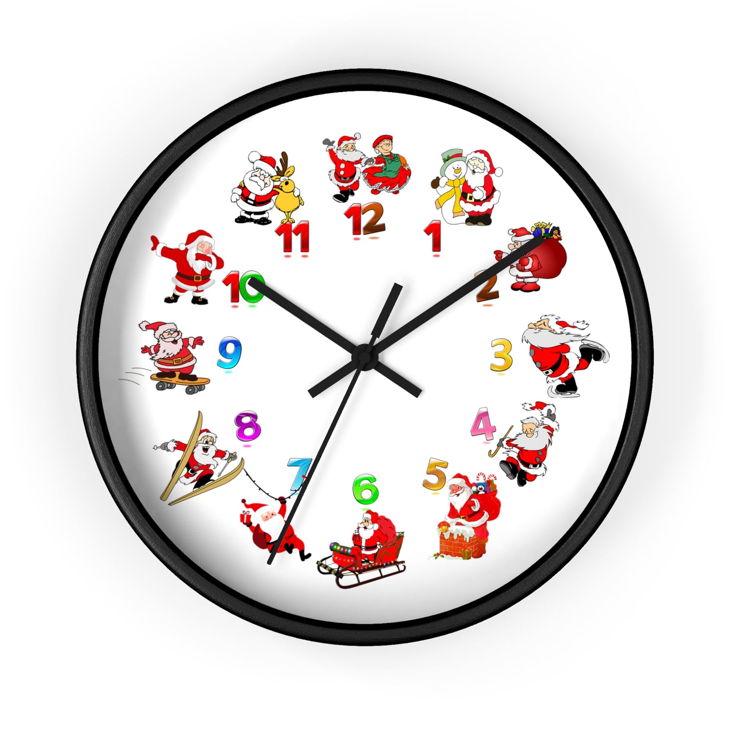 Festive Santa Wall Clock, Christmas Decor, Holiday Home Accent, Gift for Kids, Fun Timepiece, Seasonal Clock, Xmas Decoration