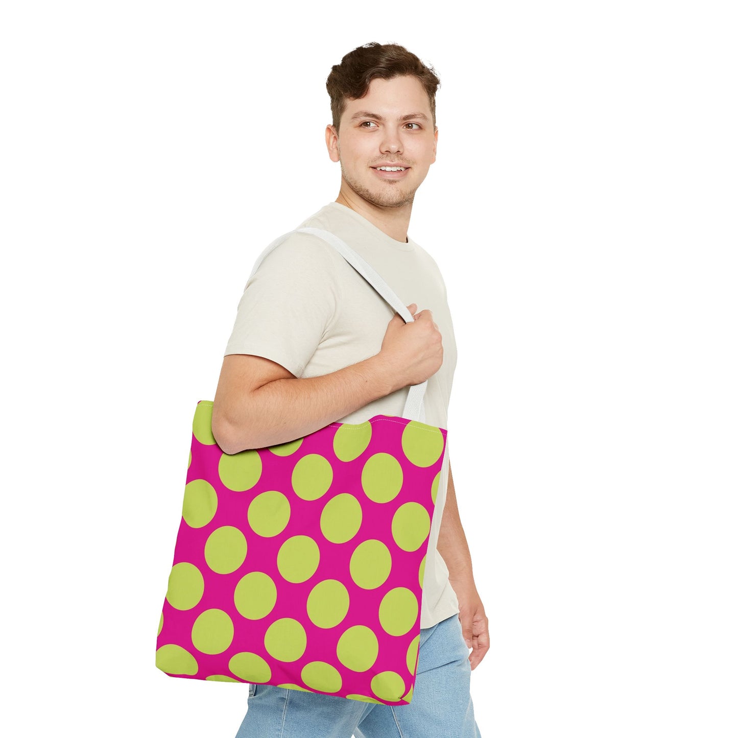 Vibrant Polka Dot Tote Bag, Colorful Shopping Bag, Eco-Friendly Tote