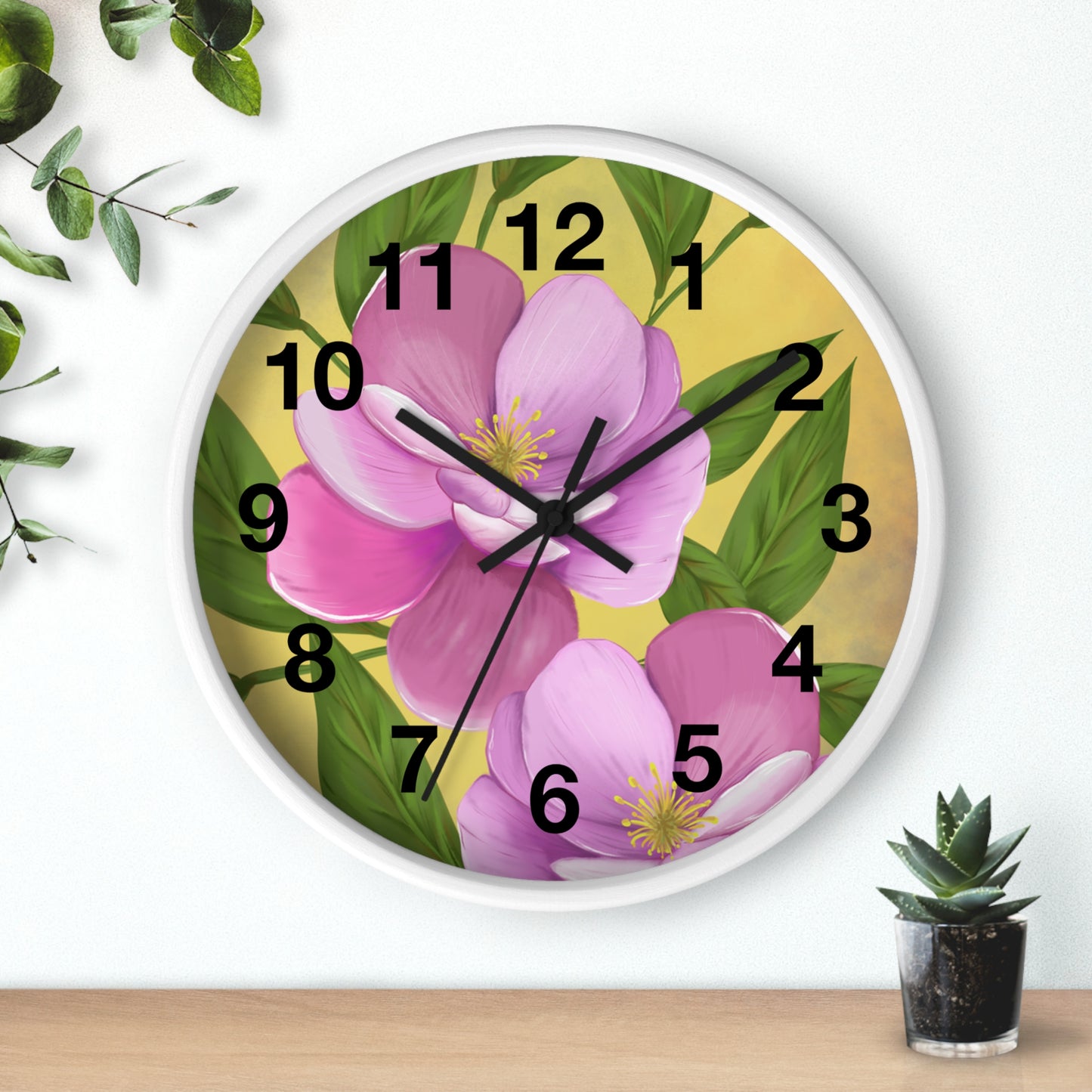 Floral Wall Clock, Boho Decor for Home, Functional Art, Gift for Her, Living Room Accent
