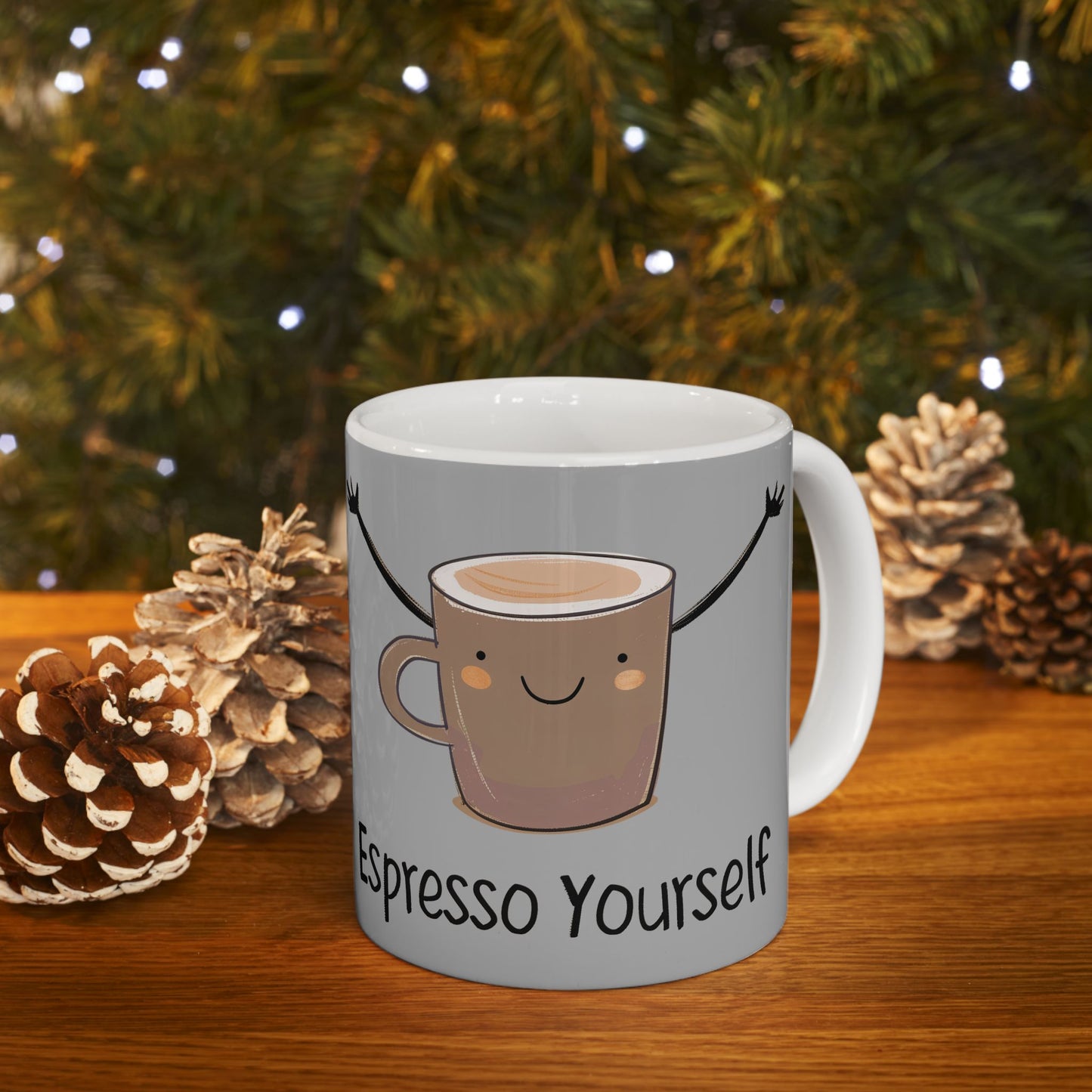 Espresso Yourself Funny Coffee Mug — Cute High-Five Coffee Cups (11oz & 15oz)