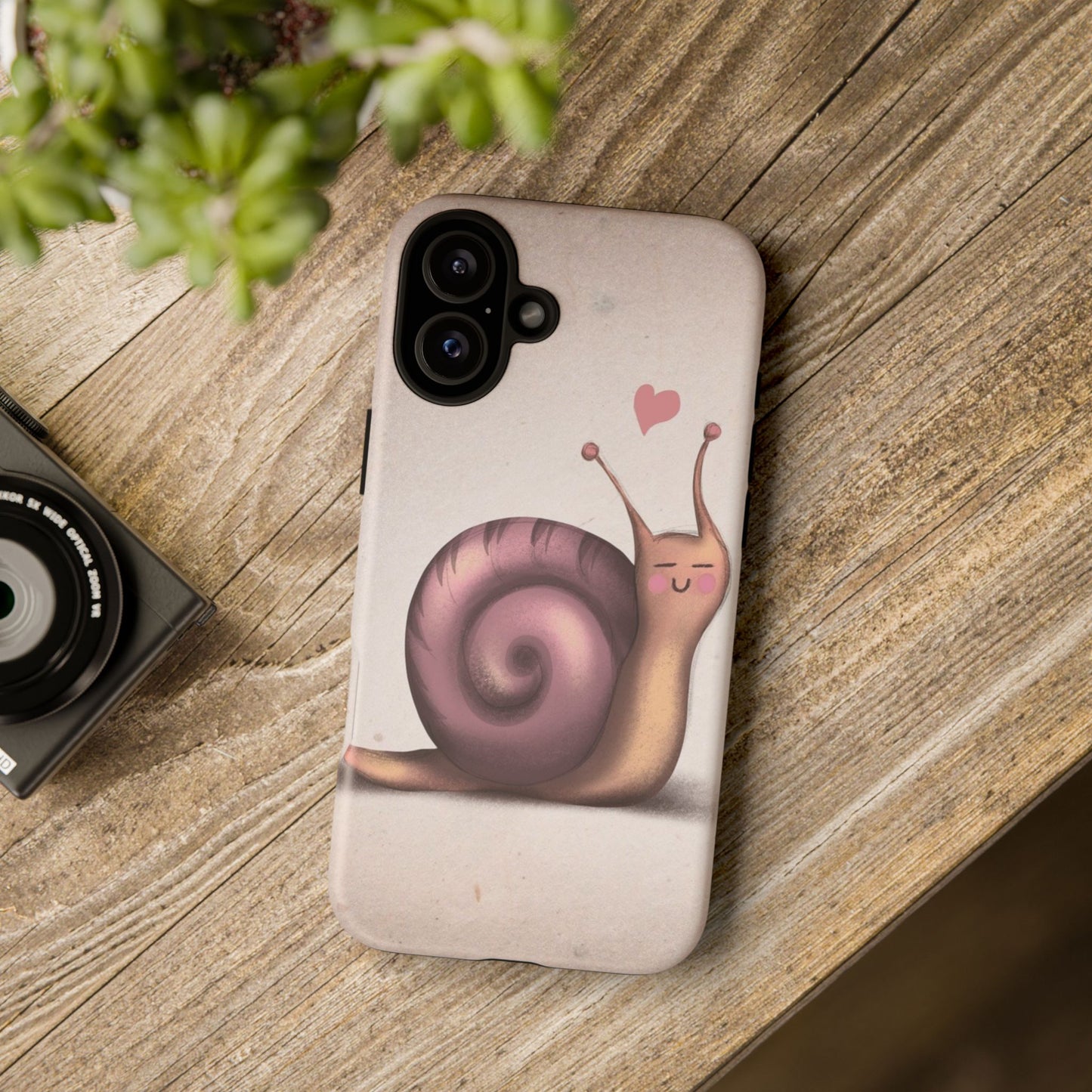 Cute Snail Phone Case — Pink Heart Cartoon Protective iPhone Cover