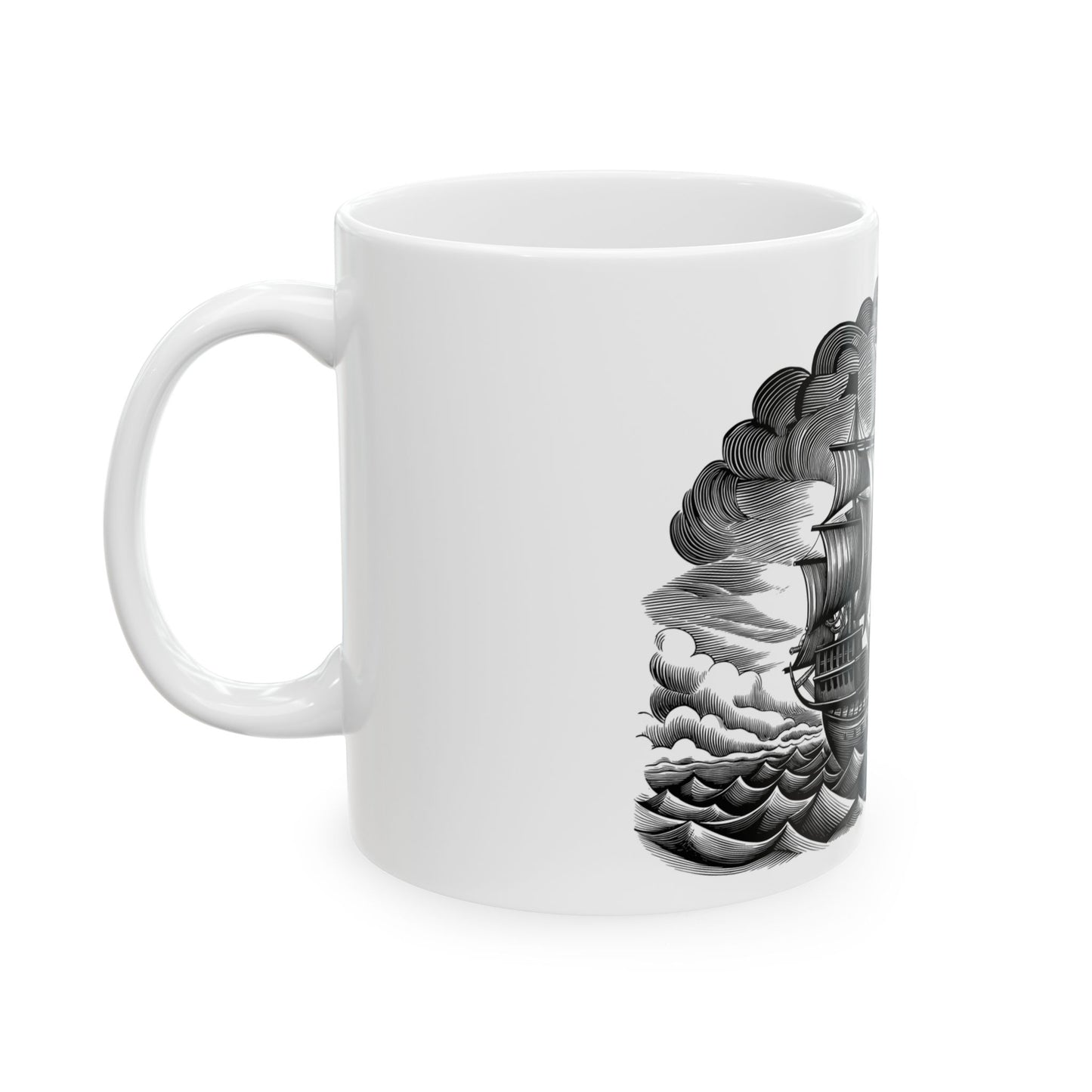 Nautical Ship Ceramic Mug - Vintage Sailing Design, Coffee Cup for Nautical Lovers, Gifts for Sea Captains, Ocean Theme