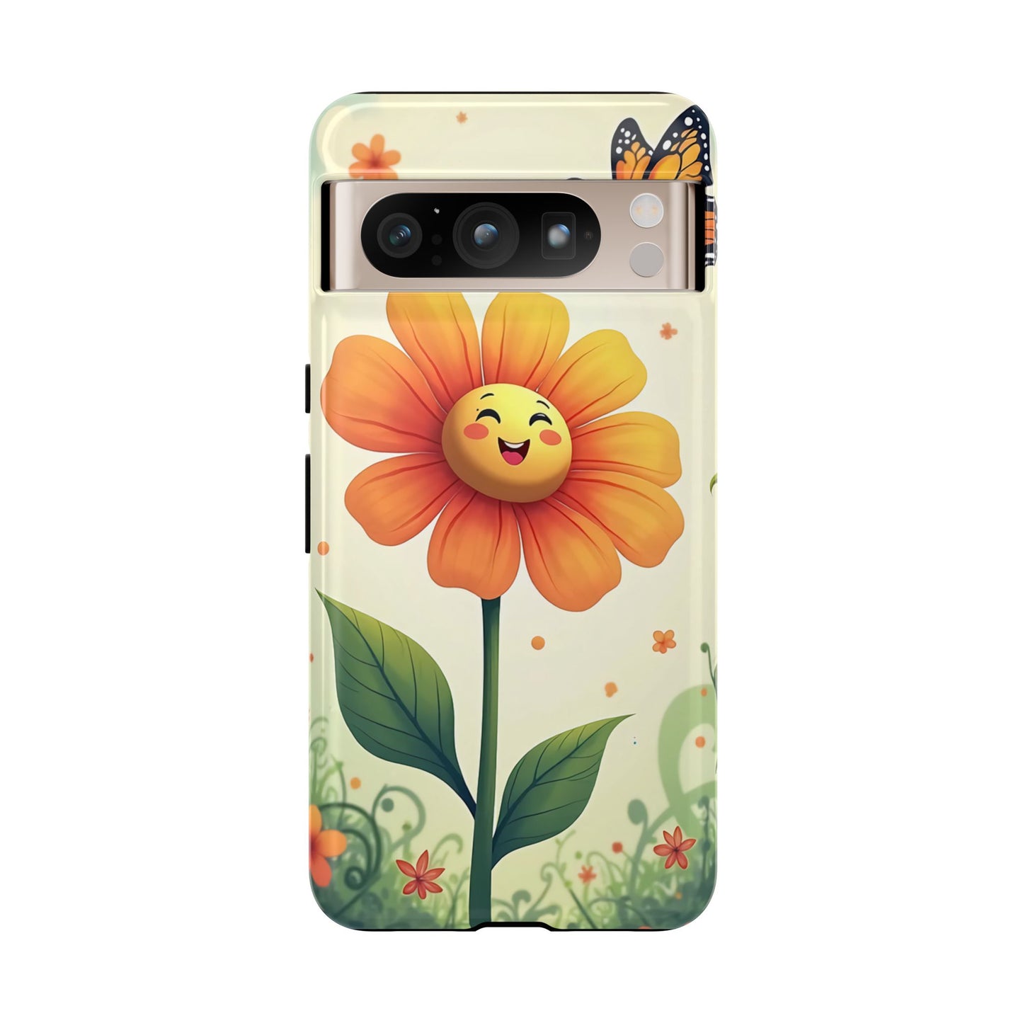 Floral Phone Case with Butterfly Design, Cute Flower Phone Cover for Nature Lovers, Eco-Friendly Gift, Spring Vibes, Birthday Present