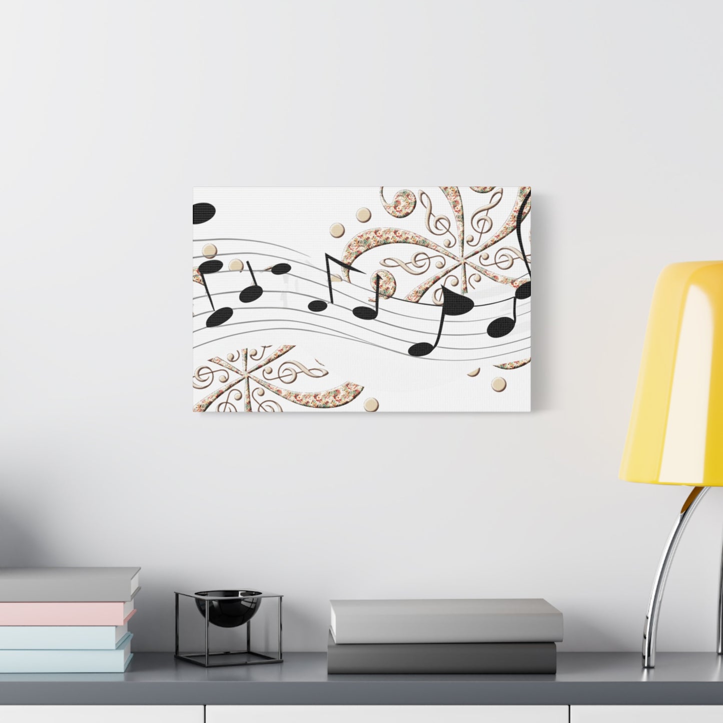 Musical Note Canvas Art, Floral Decor for Home, Music Lover Gift, Wall Art for Musicians, Unique Gift Idea