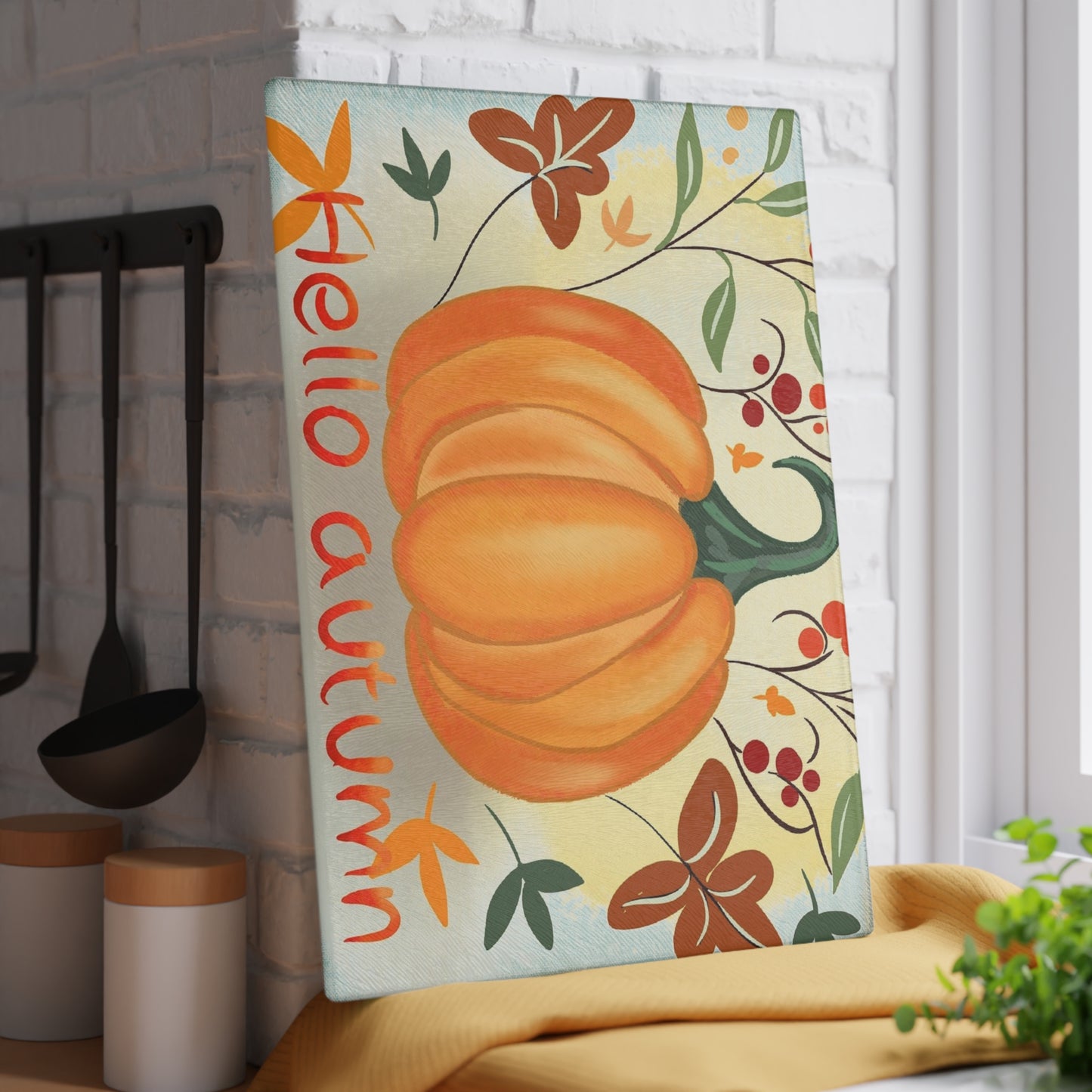 Autumn Pumpkin Cutting Board, Hello Autumn Glass Kitchen Decor, Fall Cooking Gift, Thanksgiving Kitchenware, Seasonal Home Decor, [...]