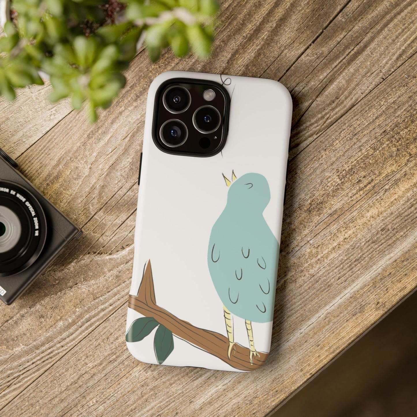 Birdsong Phone Case — Cute Blue Bird on Branch Protective Case