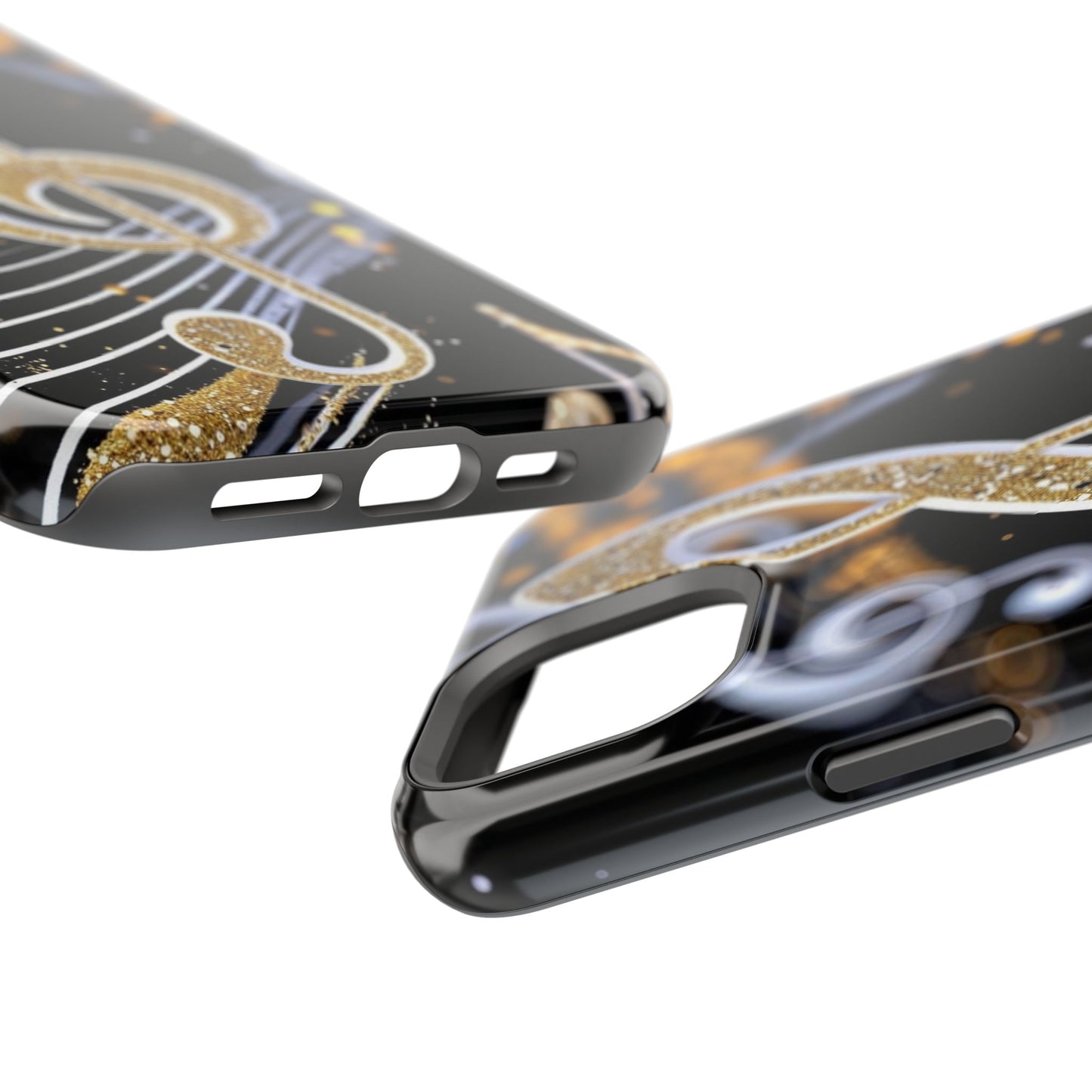 Music Notes Magnetic Impact-Resistant Phone Case — Gold Treble Clef Design