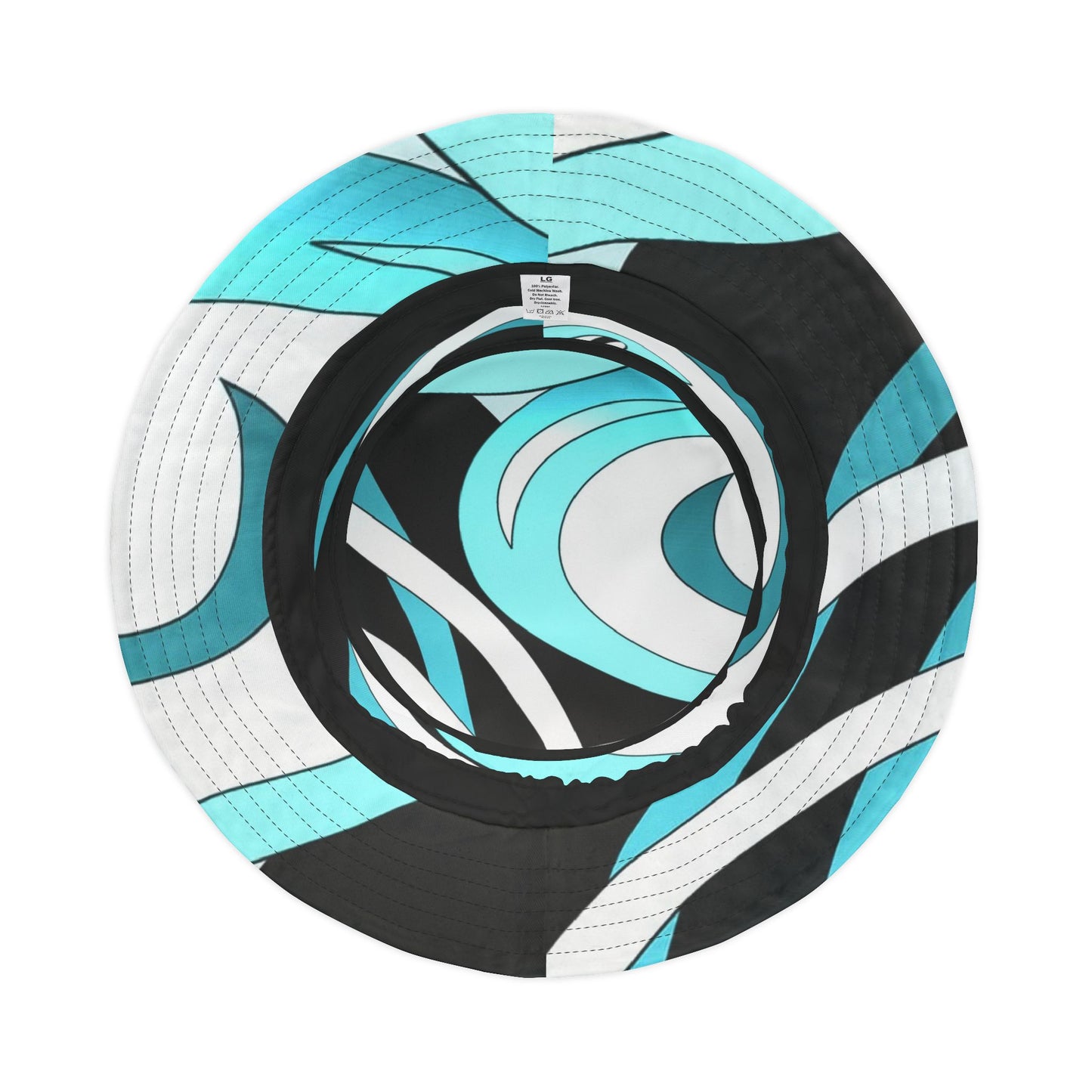 Turquoise Wave Bucket Hat — Retro Swirl Pattern Sun Hat