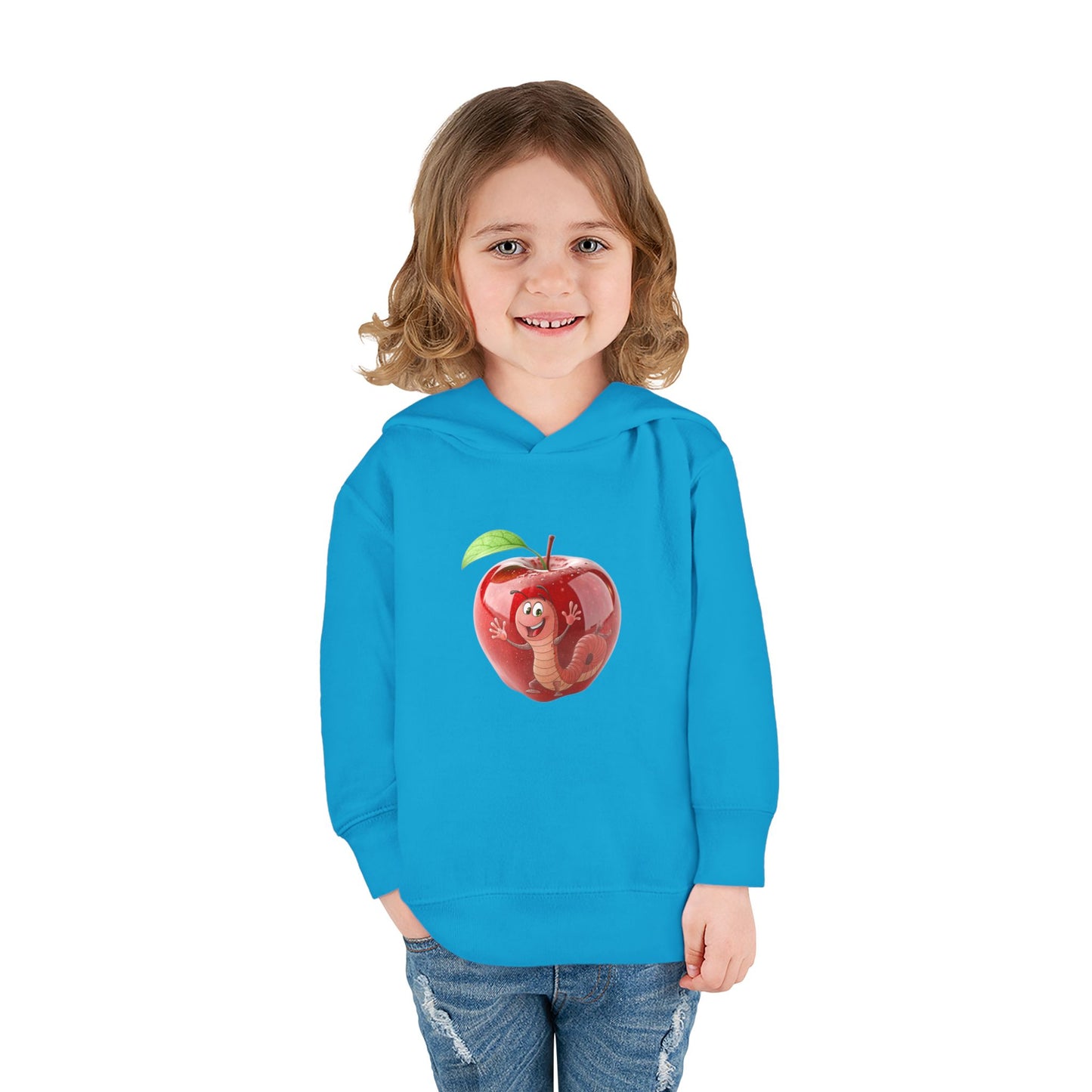 Cute Apple Toddler Pullover Fleece Hoodie - Cozy, Fun, Playful Kidswear, Perfect Gift for Birthdays, Play Dates, or Fall Outings