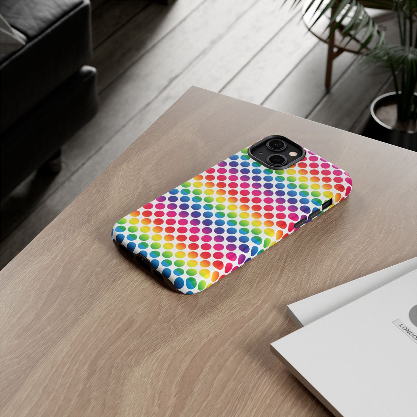 Rainbow Dot Phone Case, Colorful Phone Cover, Fun Phone Accessory, Gift for Friends, Trendy Mobile Case