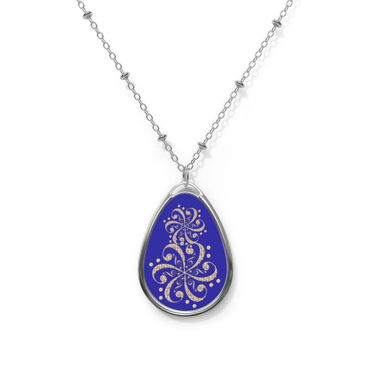 Elegant Oval Necklace with Floral Design, Boho Jewelry, Statement Piece, Gift for Her, Birthdays, Festivals, Special Occasions
