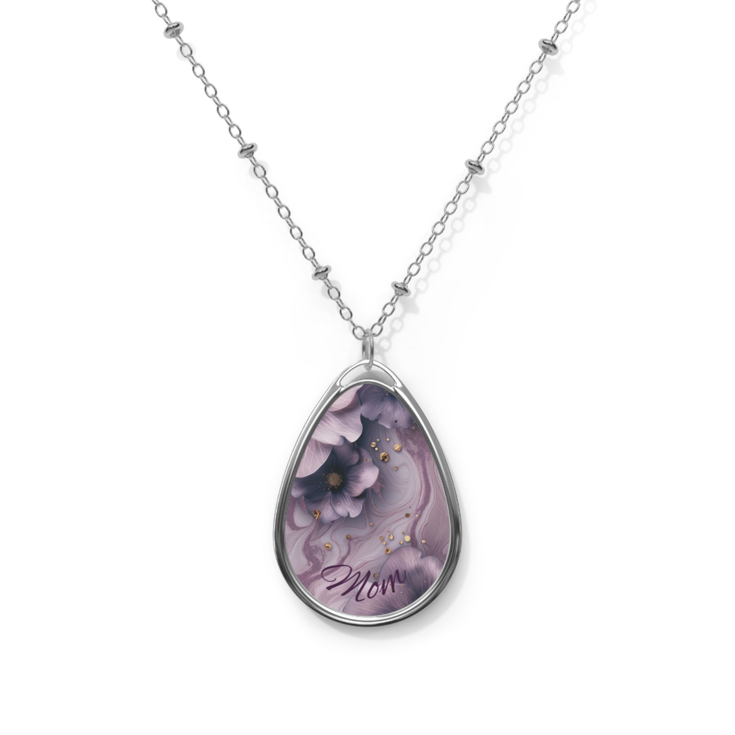 Floral Oval Necklace, Mother's Day Gift, Custom Jewelry for Mom