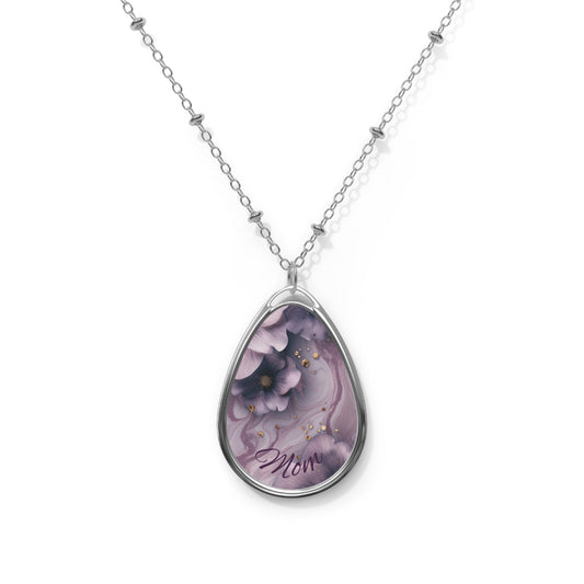 Floral Oval Necklace, Mother's Day Gift, Custom Jewelry for Mom