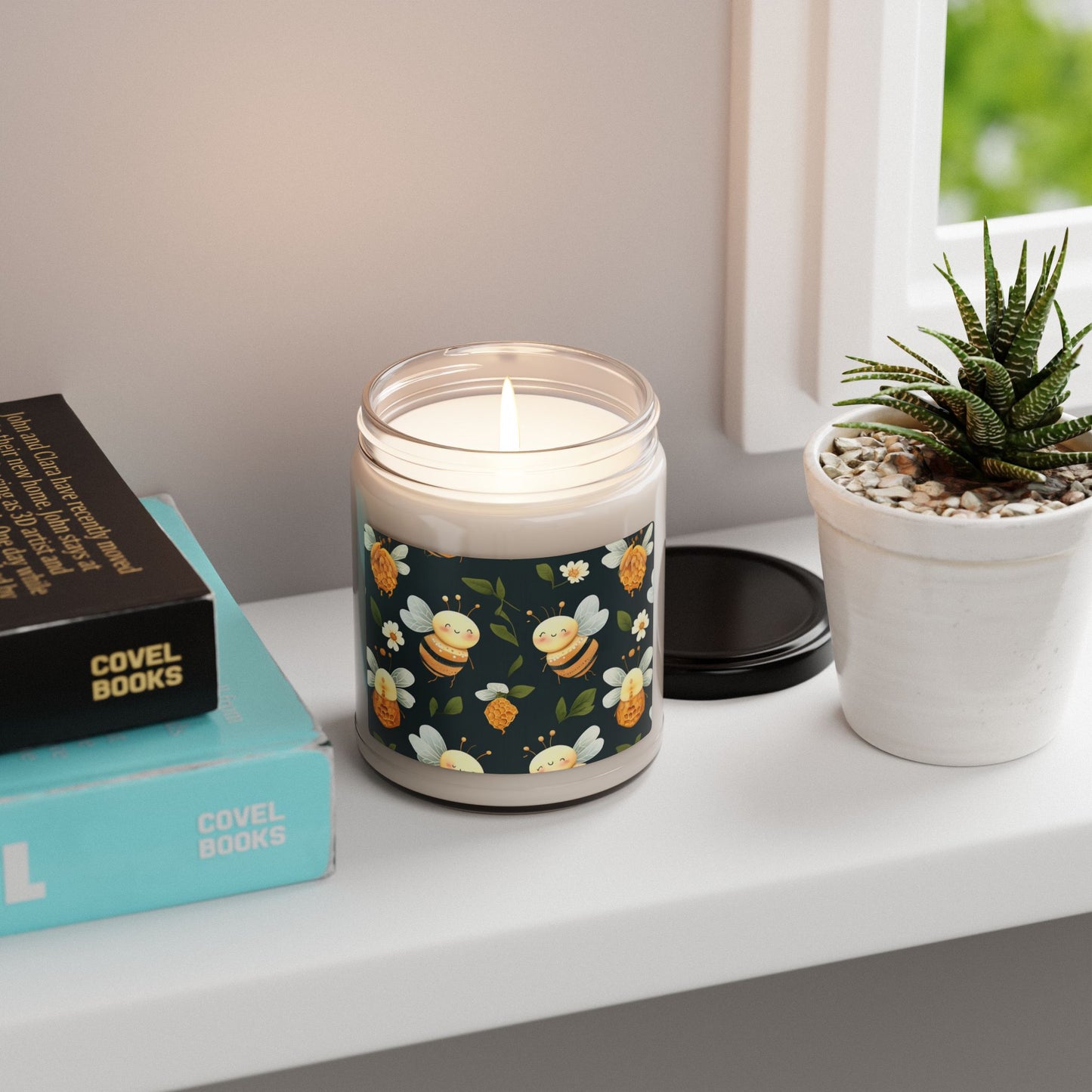Cheerful Bee Scented Soy Candle, Cozy Home Fragrance