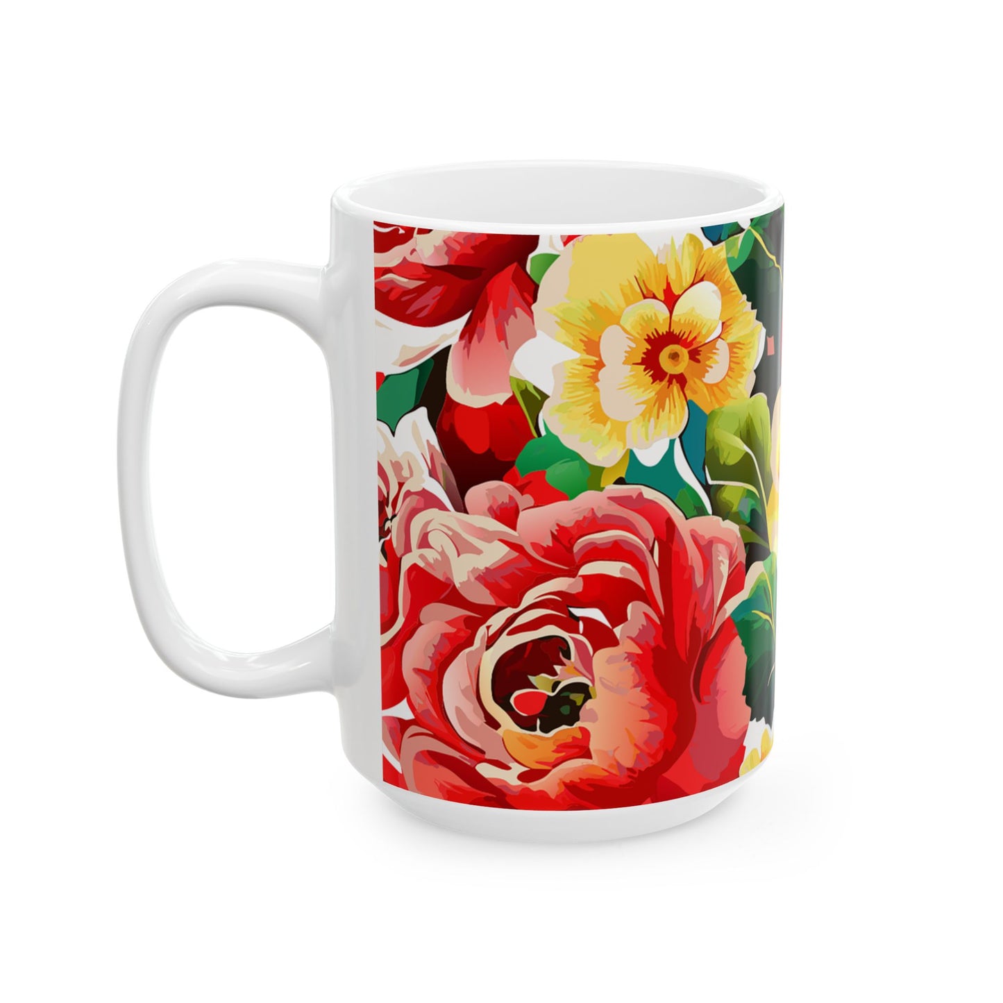 Floral Ceramic Mug, Coffee Cup, Tea Mug, Gift for Her, Kitchen Decor