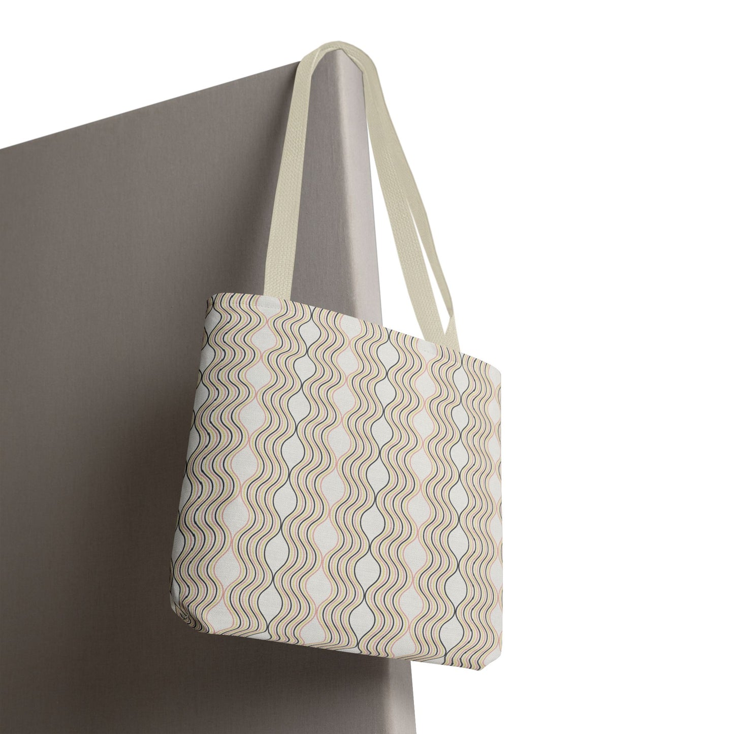 Waves Pattern Tote Bag, Boho Chic Handbag, Everyday Carry, Beach Bag, Gift for Her, Eco-Friendly Style