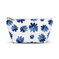 Blue Floral Accessory Pouch for Organizing Essentials, Cosmetic Bag, Travel Makeup Pouch, Gift Idea for Flower Lovers, Eco-Friendly