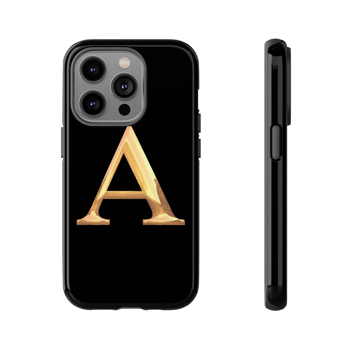 Custom Phone Case with Gold Letter A, Monogrammed Gift, Tough Protective Case, Personalized Phone Accessory, Unique Phone Cover