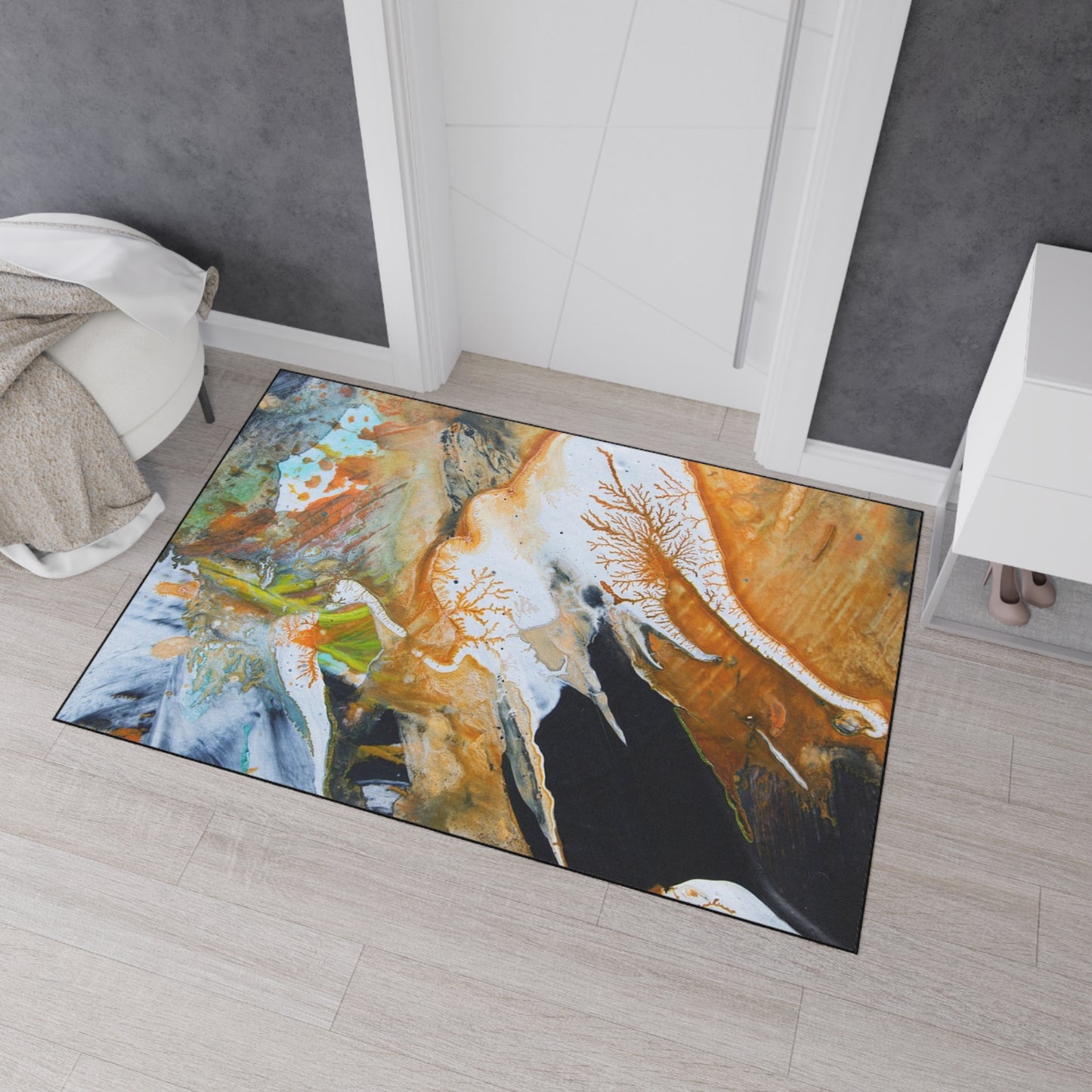 Abstract Amber Splash Heavy Duty Floor Mat