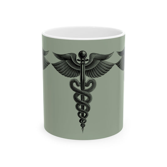 Vintage Medical Symbol Ceramic Mug - Unique Gift for Healthcare Professionals, Doctor's Office Decor, Wellness Enthusiasts, Caduceus Design