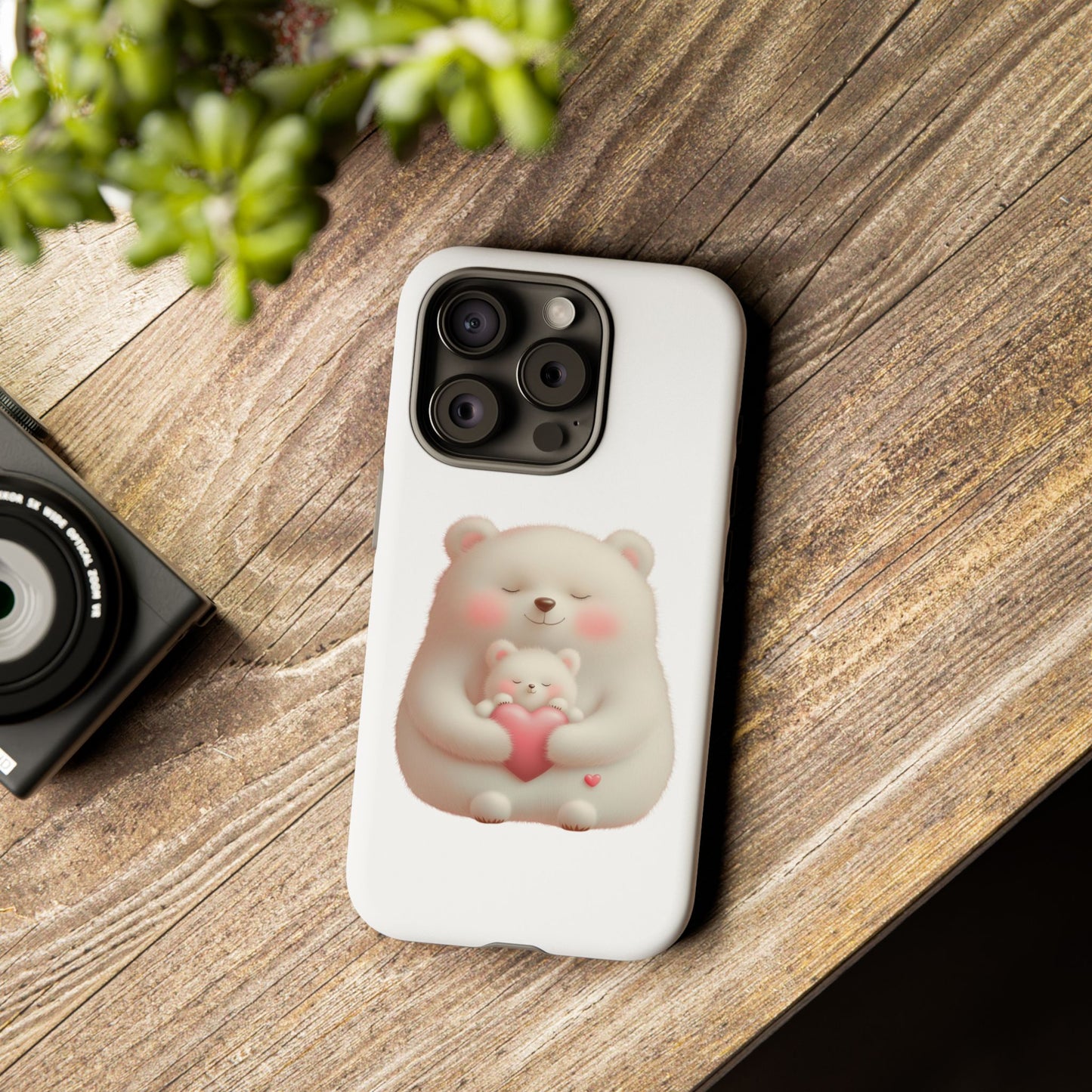 Cute Bear Phone Case, Tough Cases, Animal Lover Gift, Kids Accessories, Mother’s Day, Heartwarming Design