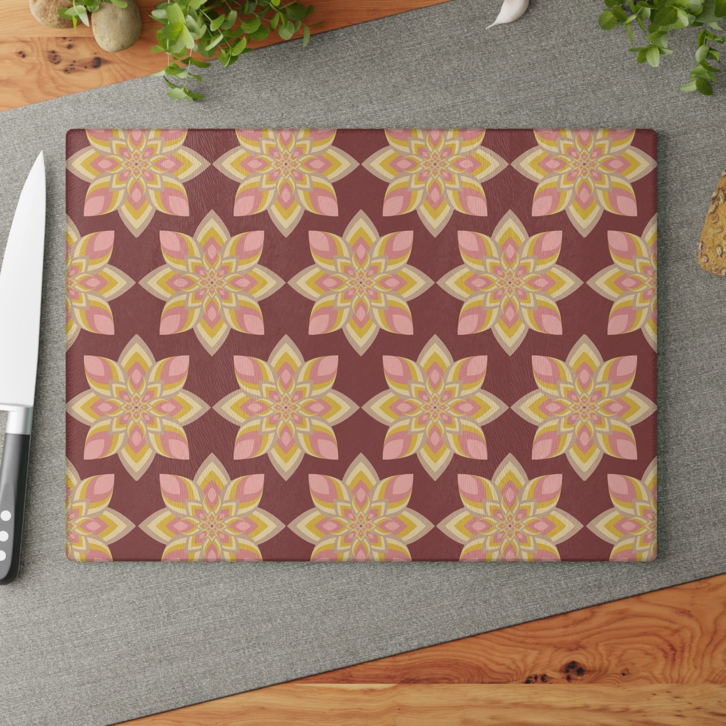 Elegant Floral Glass Cutting Board - Kitchen Decor, Gift for Her, Housewarming, Wedding Registry, Cooking Essential