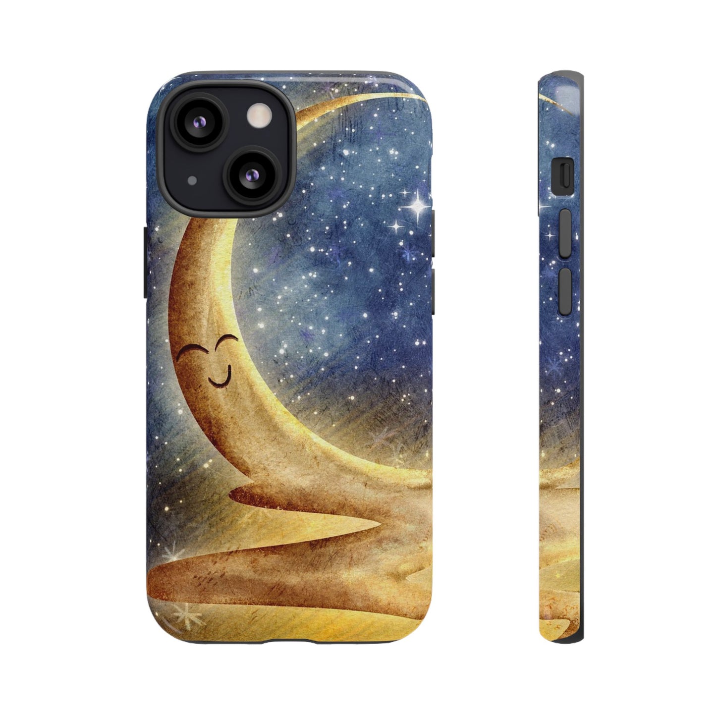 Moonlit Smile Phone Case — Starry Night Crescent Moon iPhone Cover