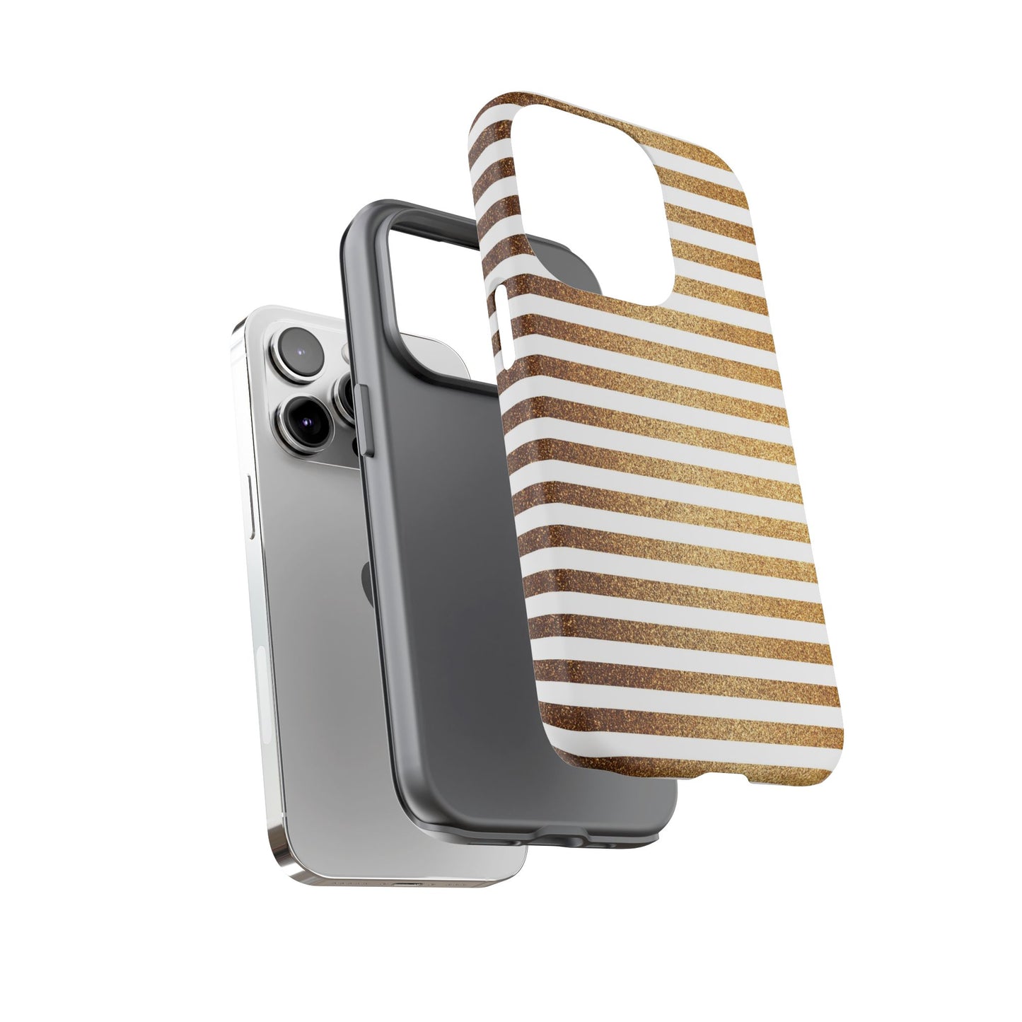 Glamorous Gold Striped Phone Case | Tough Cases, Stylish Phone Cover, Chic Accessories, Gift for Her, Fashionable Tech