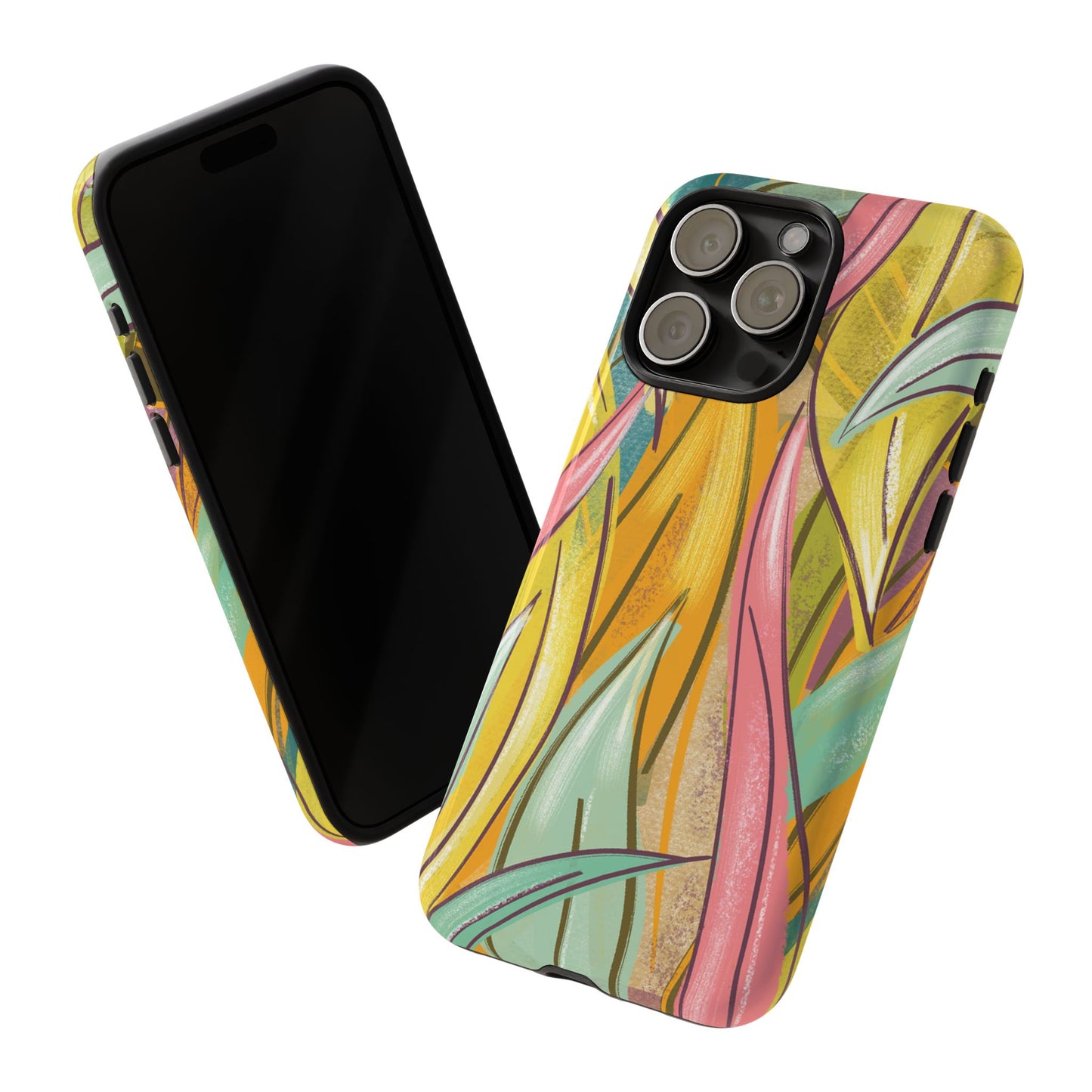 Vibrant Phone Case with Colorful Leaf Design, Tough Cases for Nature Lovers, Eco-Friendly Gift, Summer Vibes, Floral Phone Cover