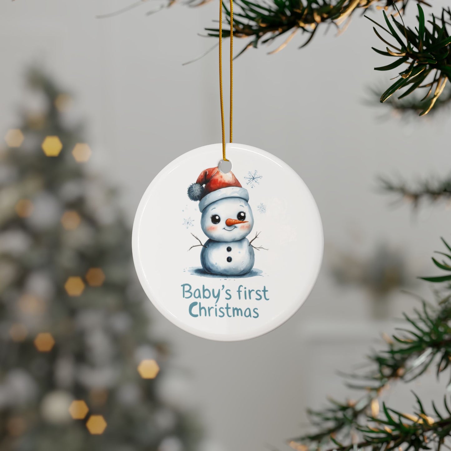 Baby's First Christmas Ceramic Ornaments, Custom Holiday Decor, Perfect for Gifts, Winter Memories, Keepsake Ornaments, Snowman Ornaments