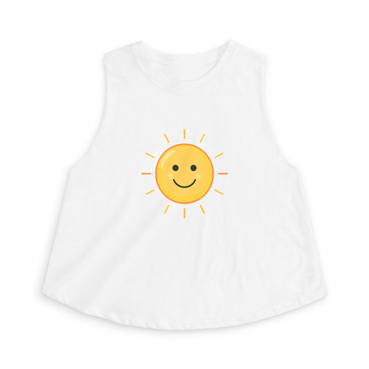 Smiley Sun Crop Top — Cute Sunny Face Women's Tank