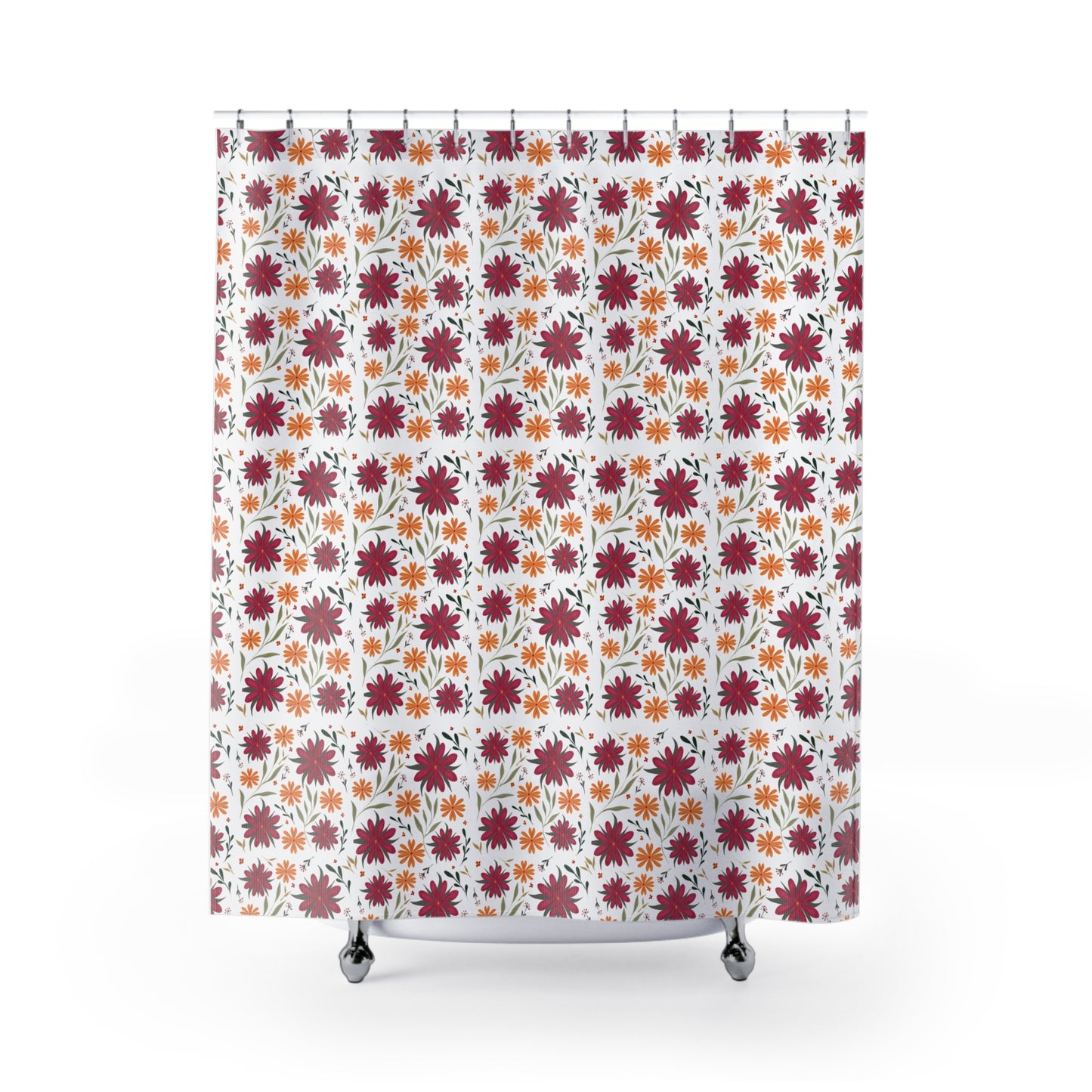 Vibrant Floral Shower Curtain, Bright Bathroom Decor, Boho Chic Style, Gift for Home, Seasonal Decor, Nature Inspired Design