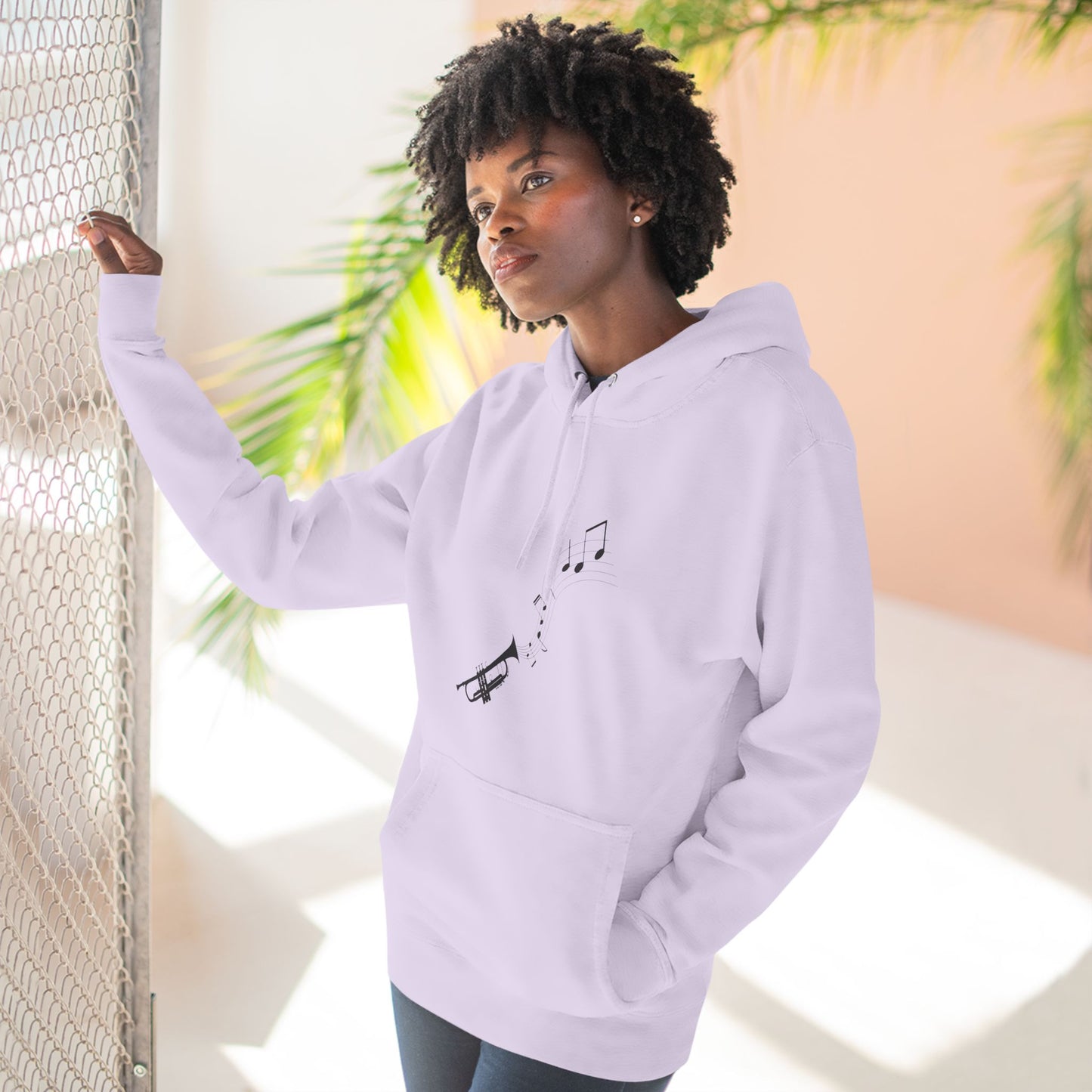 Trumpet Music Notes Hoodie — Minimalist Jazz Instrument Pullover