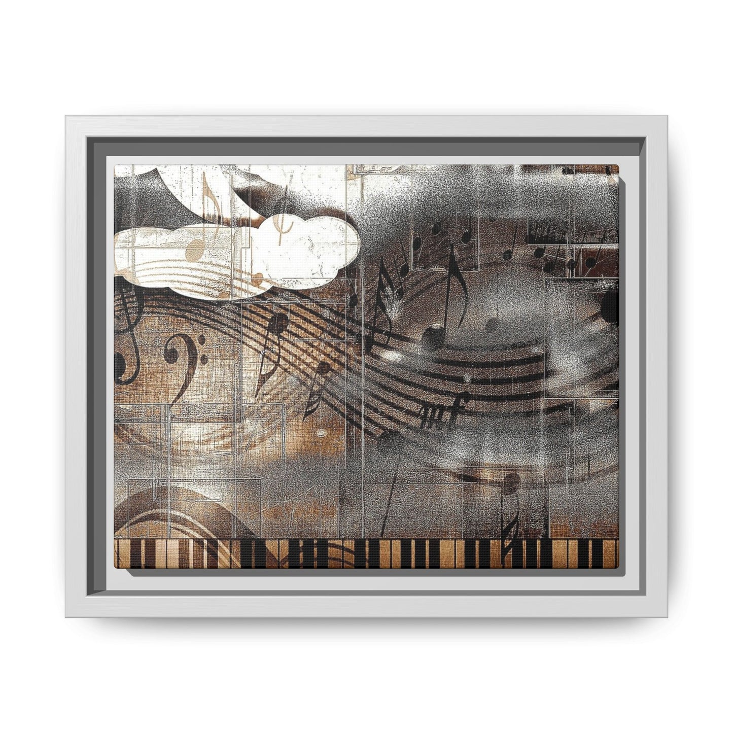 Framed Music Notes Canvas Print — Abstract Vintage Piano & Sheet Music Wall Art